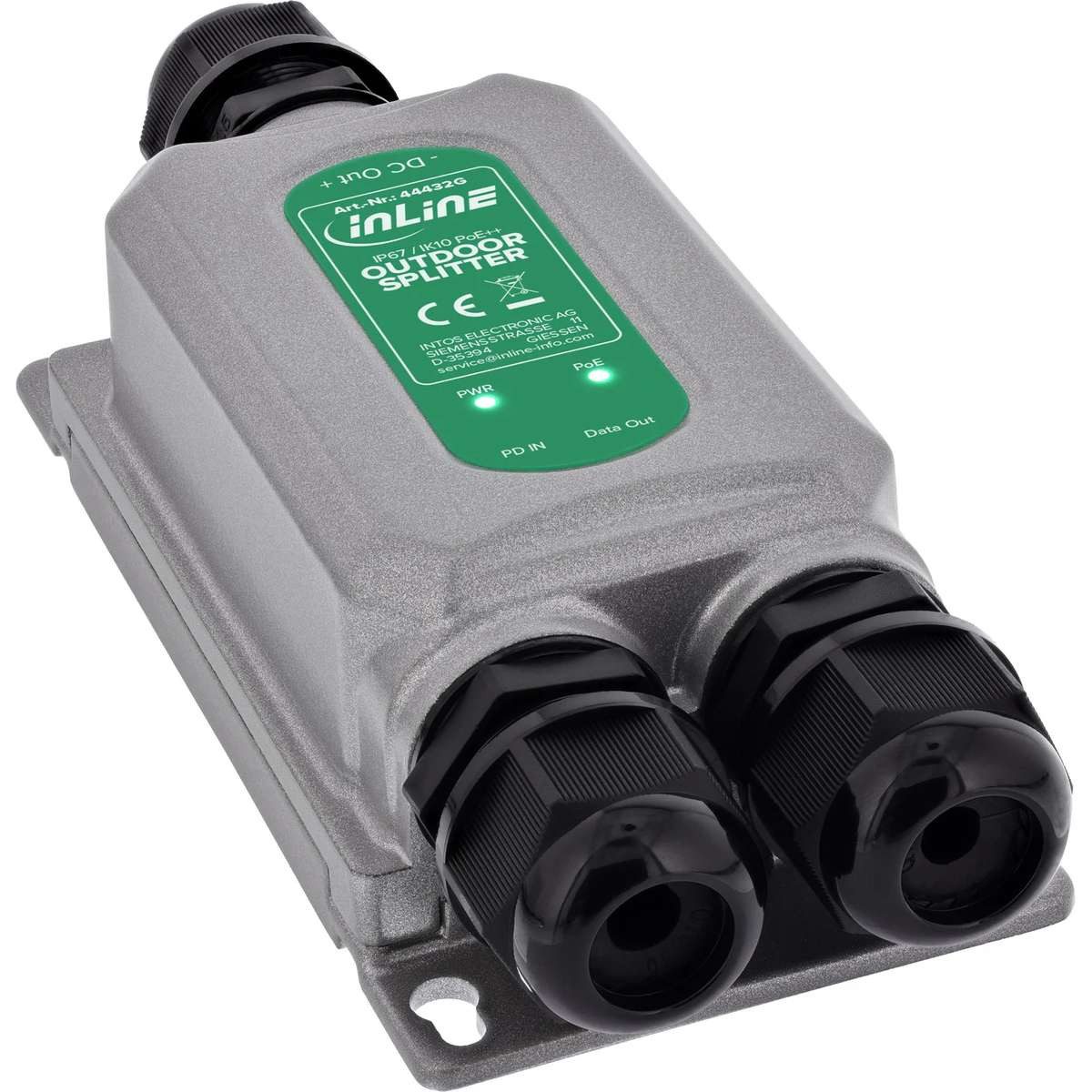 Inline PoE++ Splitter Outdoor IP67 IK10 60 W 12 V 1 Gb/s Steckernetzteil