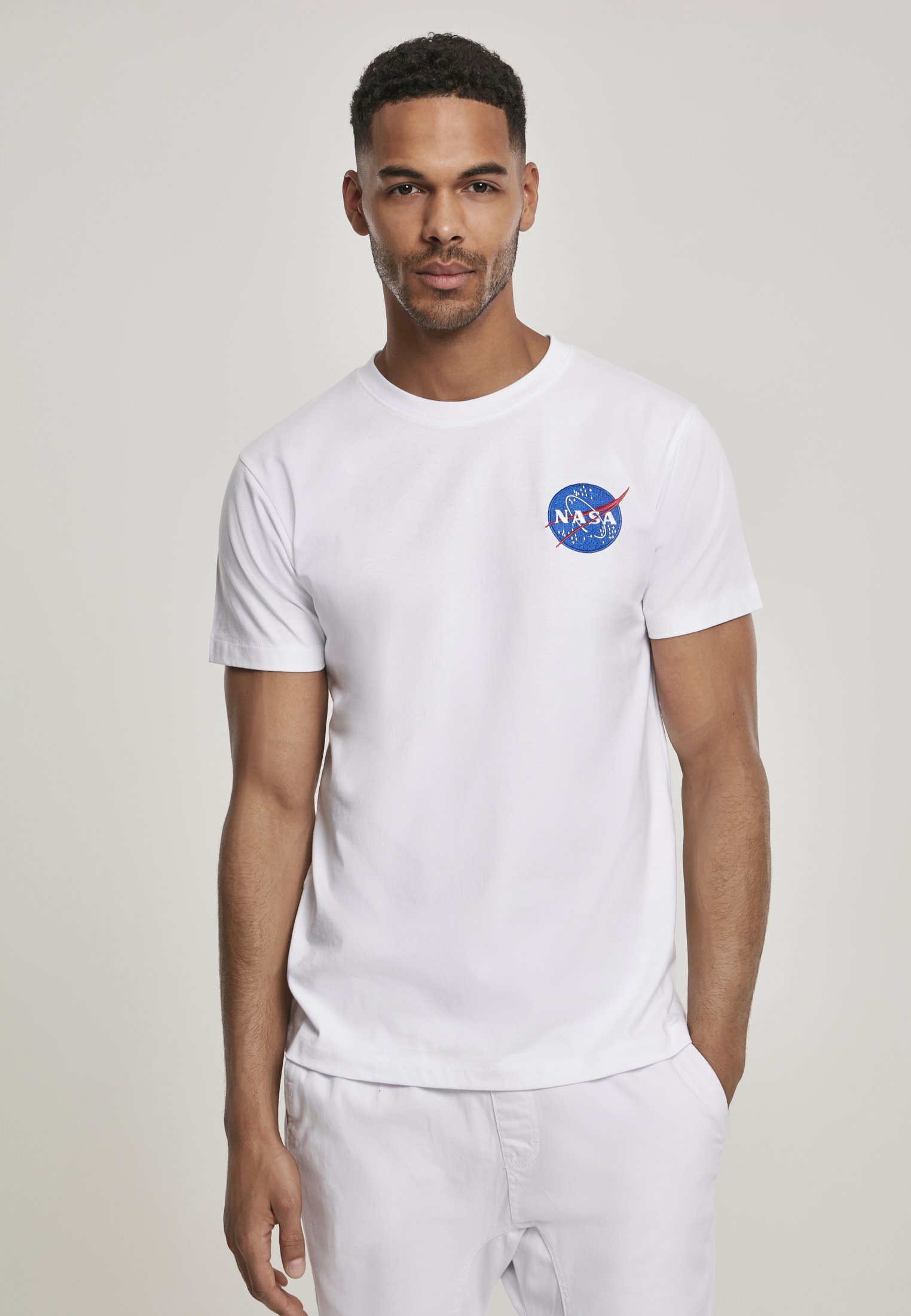 (1-tlg) Embroidery Herren MisterTee Embroidery NASA T-Shirt NASA Logo MT874 Tee white