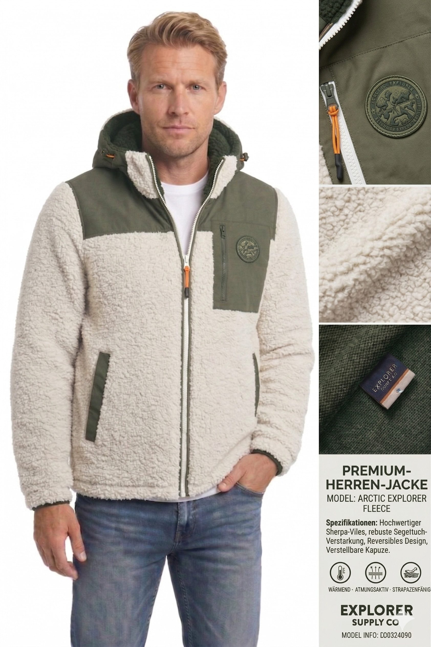 Geographical Norway Fleecejacke Herren Fleecejacke – Weiche Teddyfleece (1-St) Übergangsjacke für Outdoor, Freizeit & Alltag