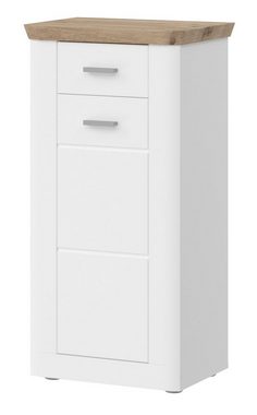 xonox.home Unterschrank Michigan (Badschrank in weiß mit Eiche, 45 x 89 cm) Soft-Close-Funktion