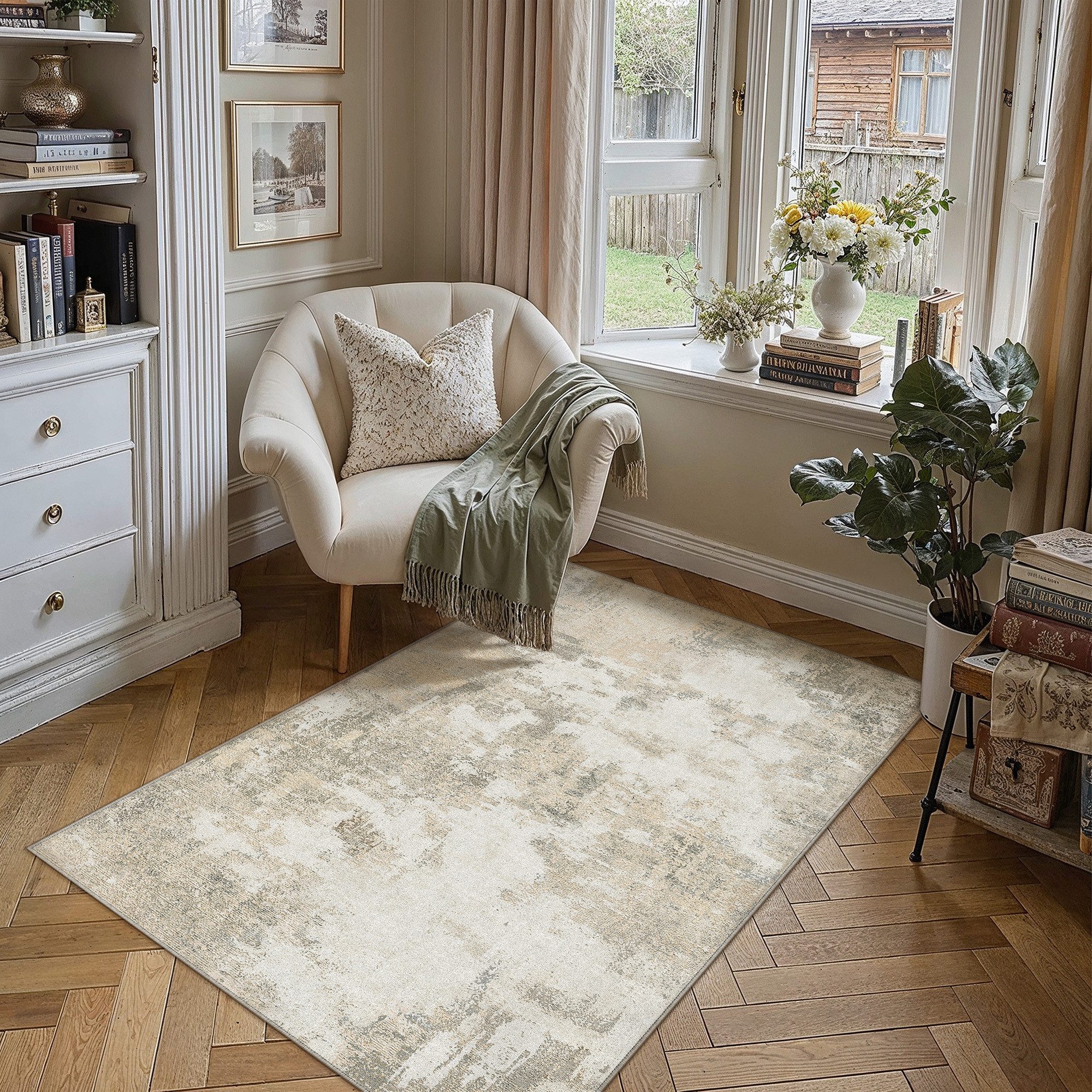 PURECOZY Teppich Kurzflor, modern abstrakt Scandi-Look, waschbar & weich, Rechteckig, Höhe: 5 mm, geeignet für Innenräume, 120x180, 160x230, 200x300, 300x400 cm
