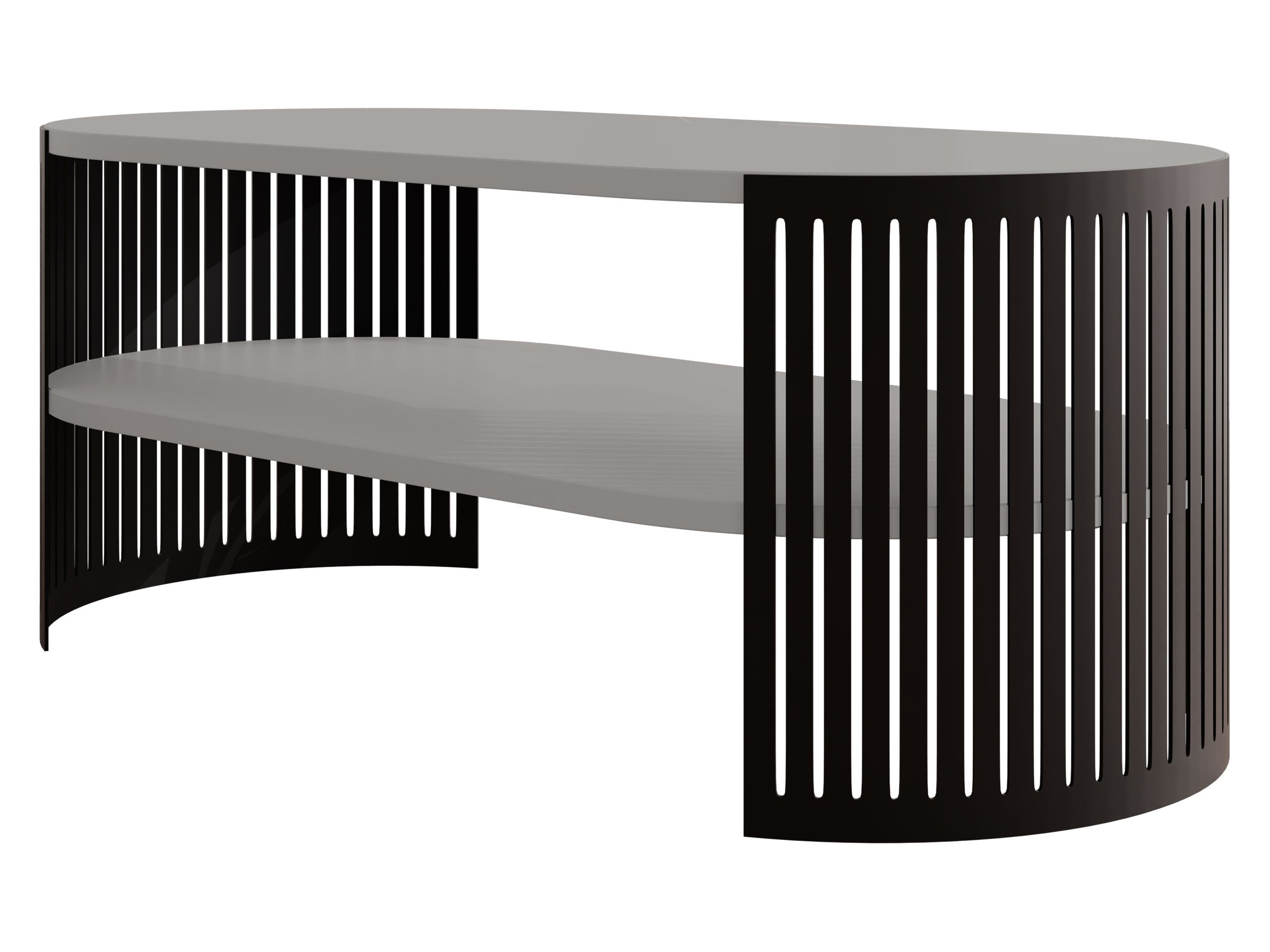 MIRJAN24 Couchtisch Fikoli Oval I (mit Regal), Gestell aus Stahl, 100x50x40 cm