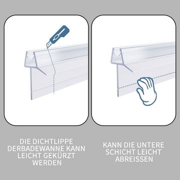 Boromal Duschdichtung 4 Stück Ersatzdichtung Wasserabweiser Schwallschutz für 5-8mm Glas, L: 100 cm, (Dichtung PVC, 4-St., für gerade Glastür), mit verlängerter Innenlippe