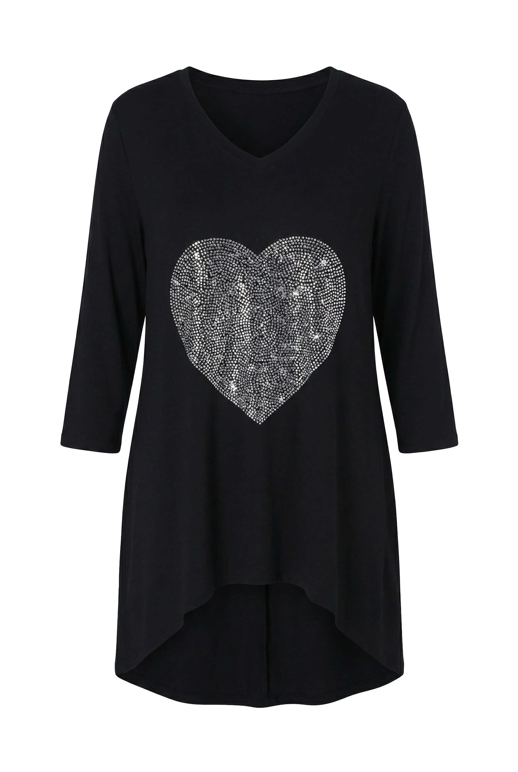 Longshirt T-Shirt A-Linie Ziernieten-Herz