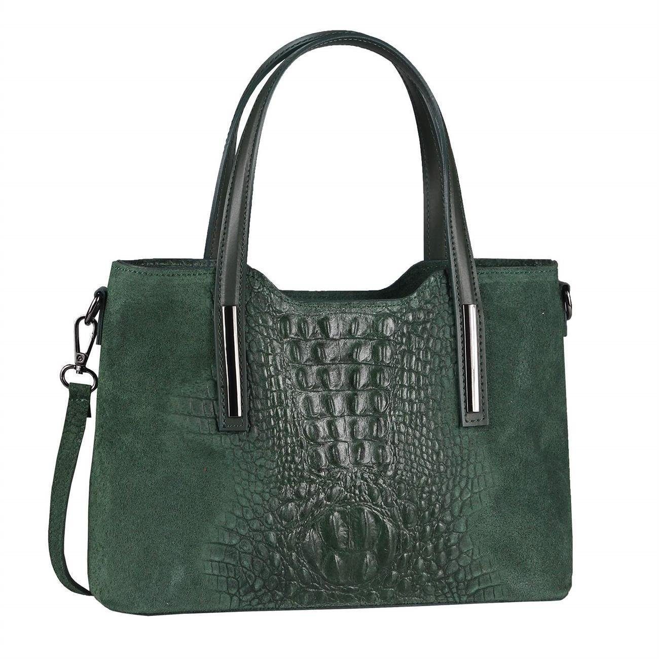 ITALYSHOP24 Schultertasche Made in Italy Damen Leder Handtasche, als CrossOver, Umhängetasche, Shopper tragbar