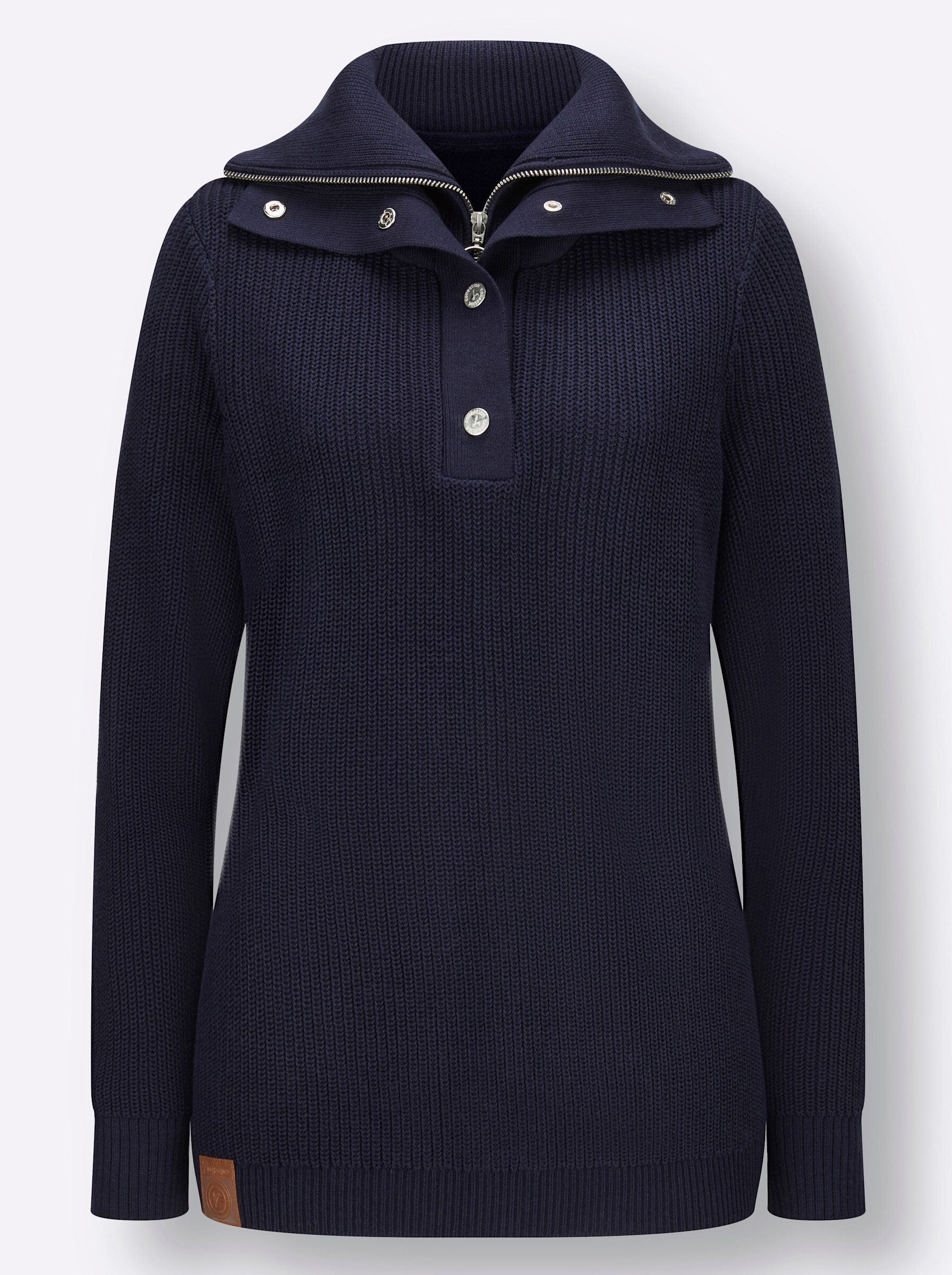 Witt Strickpullover Troyer-Pullover Langarm Rippoptik