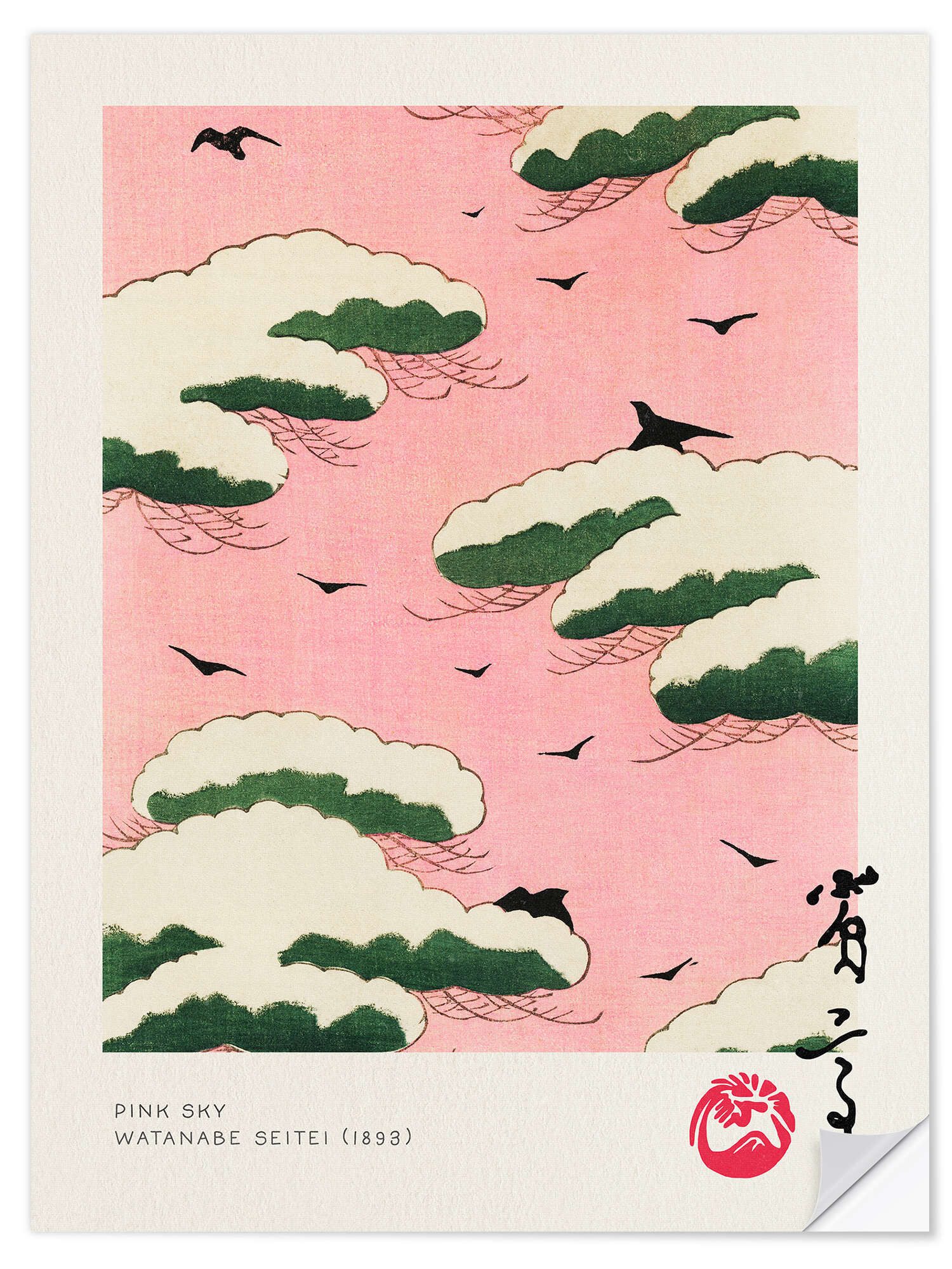 Posterlounge Wandfolie Watanabe Seitei, Japandi - Pink Sky, Wohnzimmer Modern Malerei