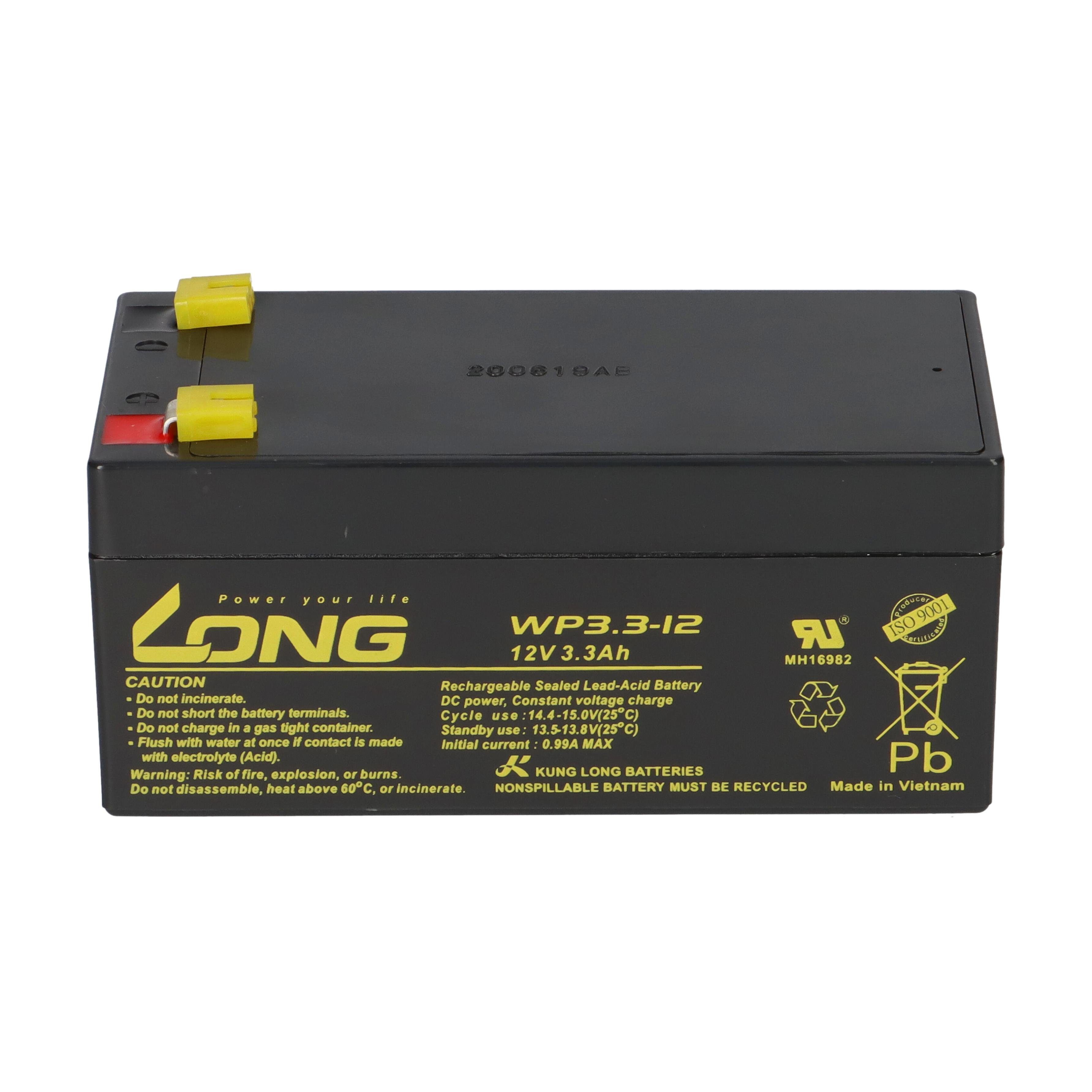 12V kompatibel AGM Bleiakkus Bleiakku battery EG3.4-12 3,3Ah VdS Kung Long