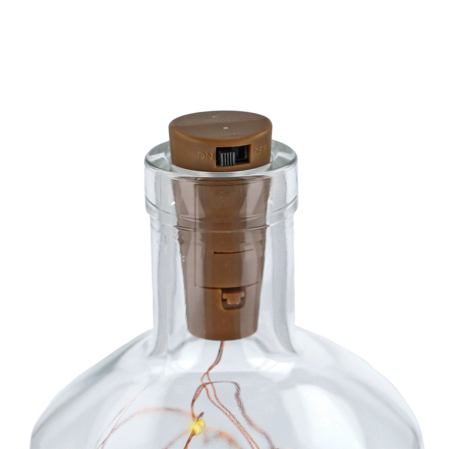 Schalter Lichterkette GRAVURZEILE im - Lichterkette UV-Druck LEDs Rabe Flasche Halloween 20 Korken am mit mit Design, Drahtlichterkette