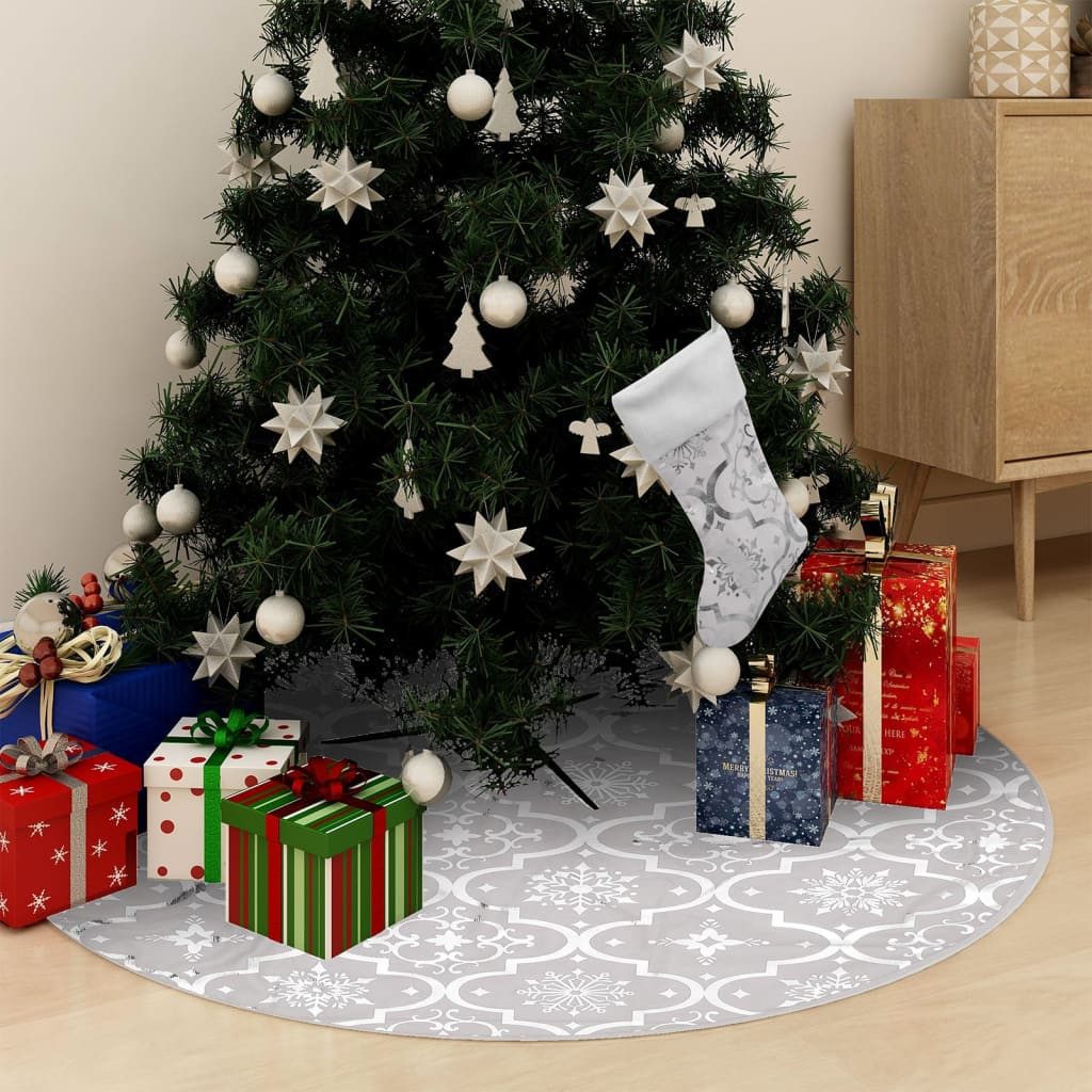 furnicato Weihnachtsbaumdecke Luxus-mit Socke Weiß 122 cm Stoff (1-tlg)