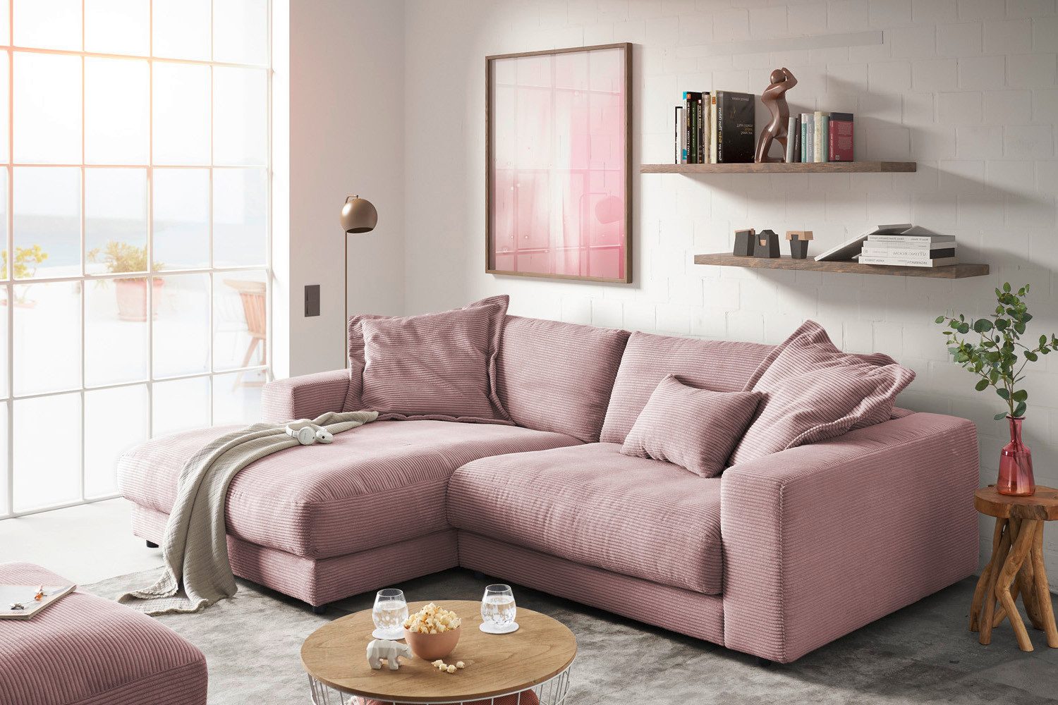 KAWOLA Ecksofa MADELINE, Sofa Cord Longchair günstig online kaufen