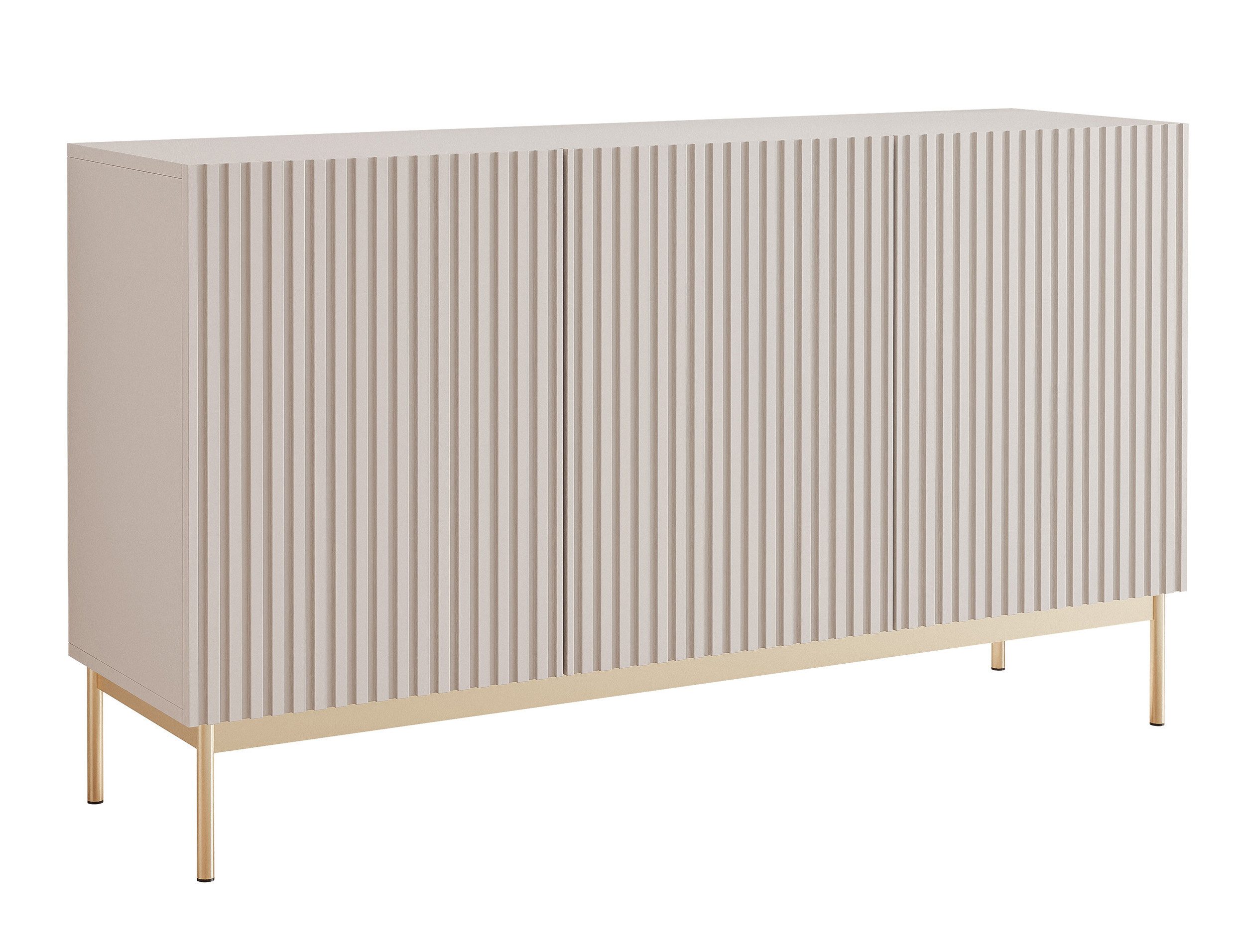 Selsey Sideboard LINEARIS, Sideboard in Kaschmirgrau mit LED & goldenen Füßen