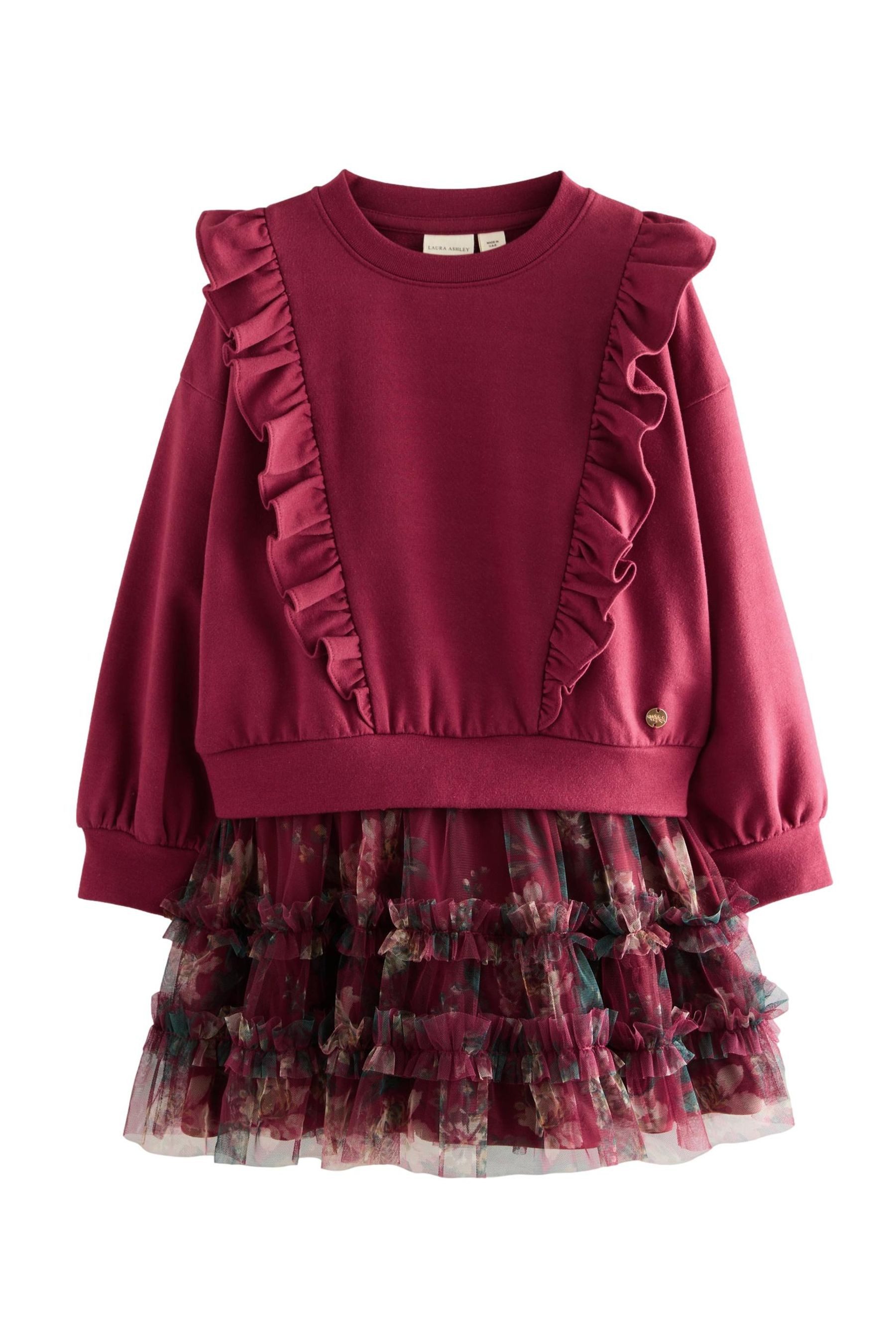 LAURA ASHLEY 2-in-1-Kleid Laura Ashley Sweat-Kleid mit Rüscheneinsatz (1-tlg)