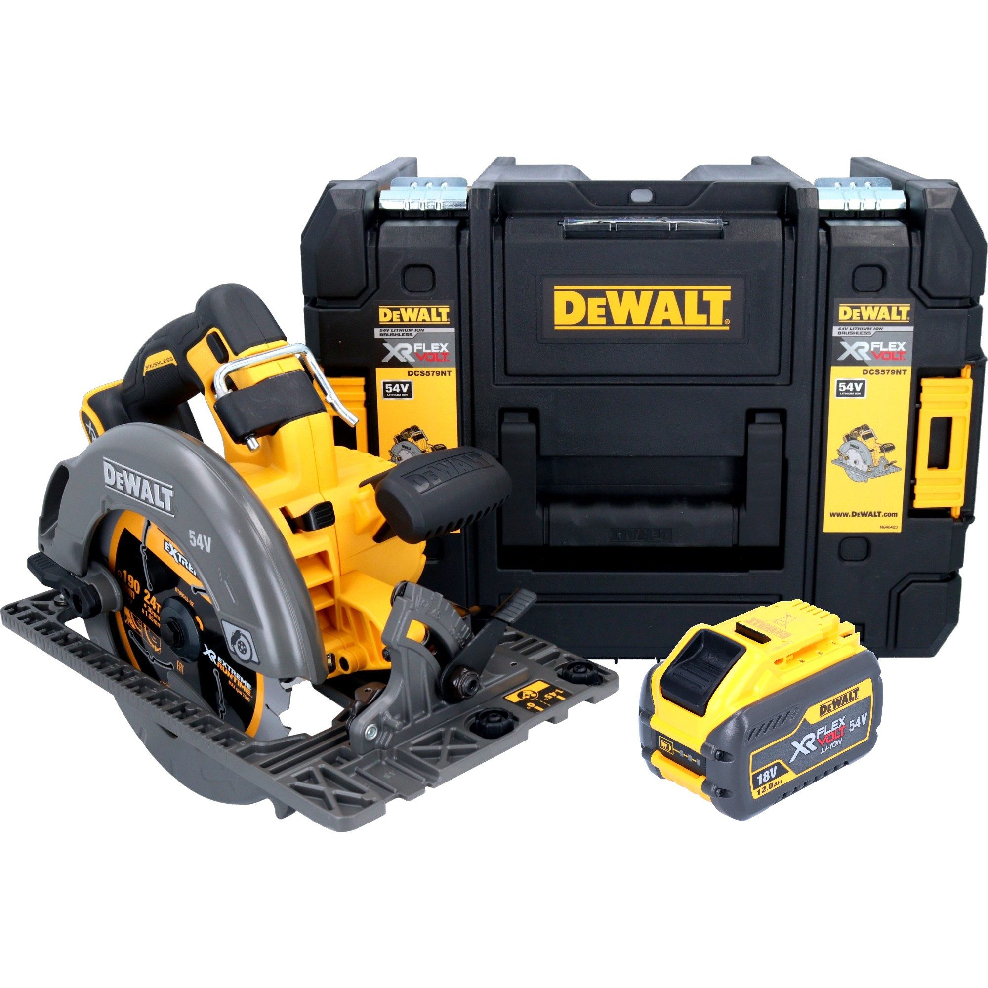 DeWalt Kompakt-Handkreissäge DCS 579 NT 54 V 190 mm + 1x Akku 12,0 Ah + TSTAK - ohne Ladegerät