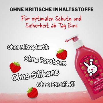 sanosan Haarshampoo 400 ml 2in1 Duschgel & Haar Shampoo Erdbeere für Kinder & Baby, 1-tlg.