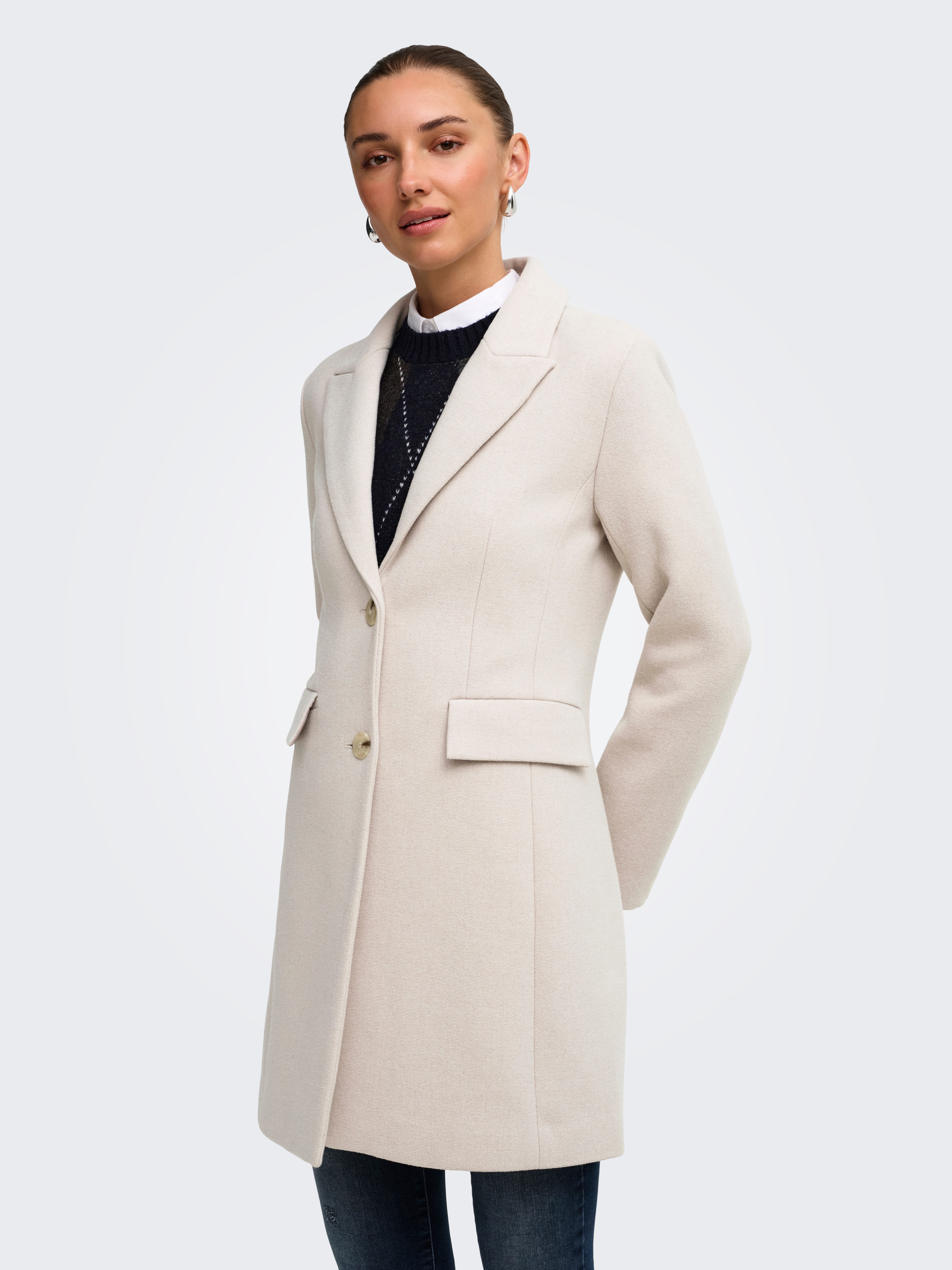 ONLY Kurzmantel ONLMICOL FITTED COAT CC OTW Materialmix mit Wolle