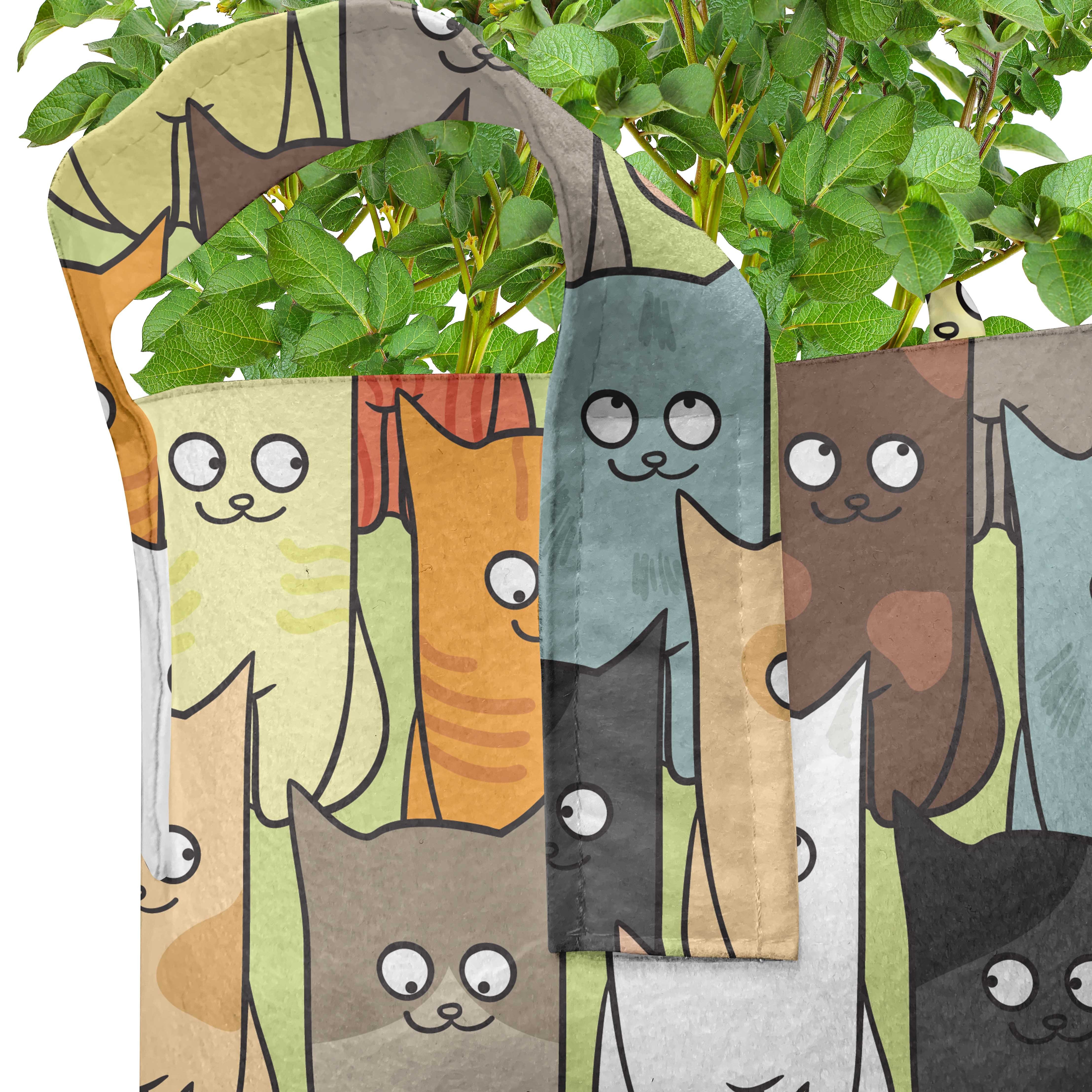 Abakuhaus Pflanzkübel hochleistungsfähig Stofftöpfe für Katzen Lustige Cartoon Pflanzen, farbige mit Griffen