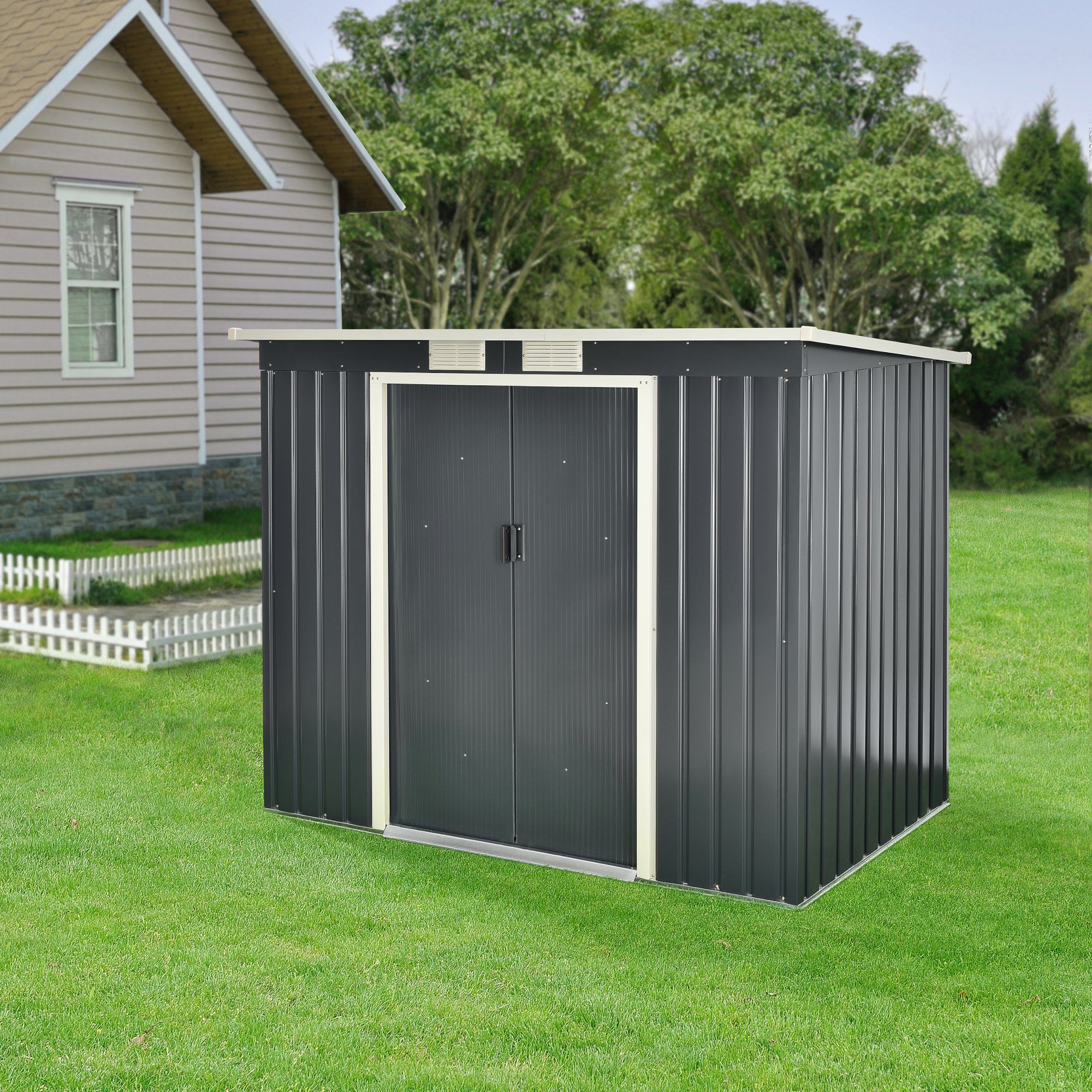 en.casa Gartenhaus, BxT 213x130 cm, Gartenschuppen mit Pultdach