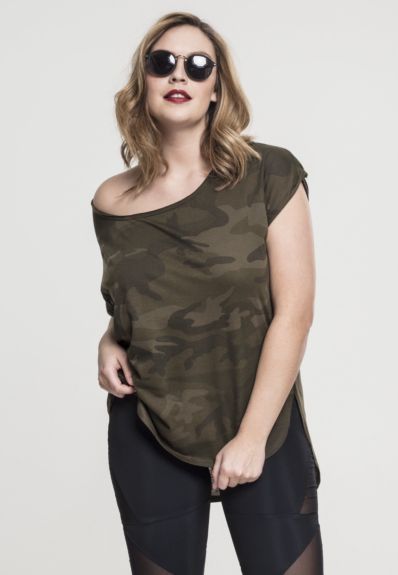 CLASSICS Camo olivecamo T-Shirt URBAN Shaped Back Damen Tee Ladies (1-tlg)