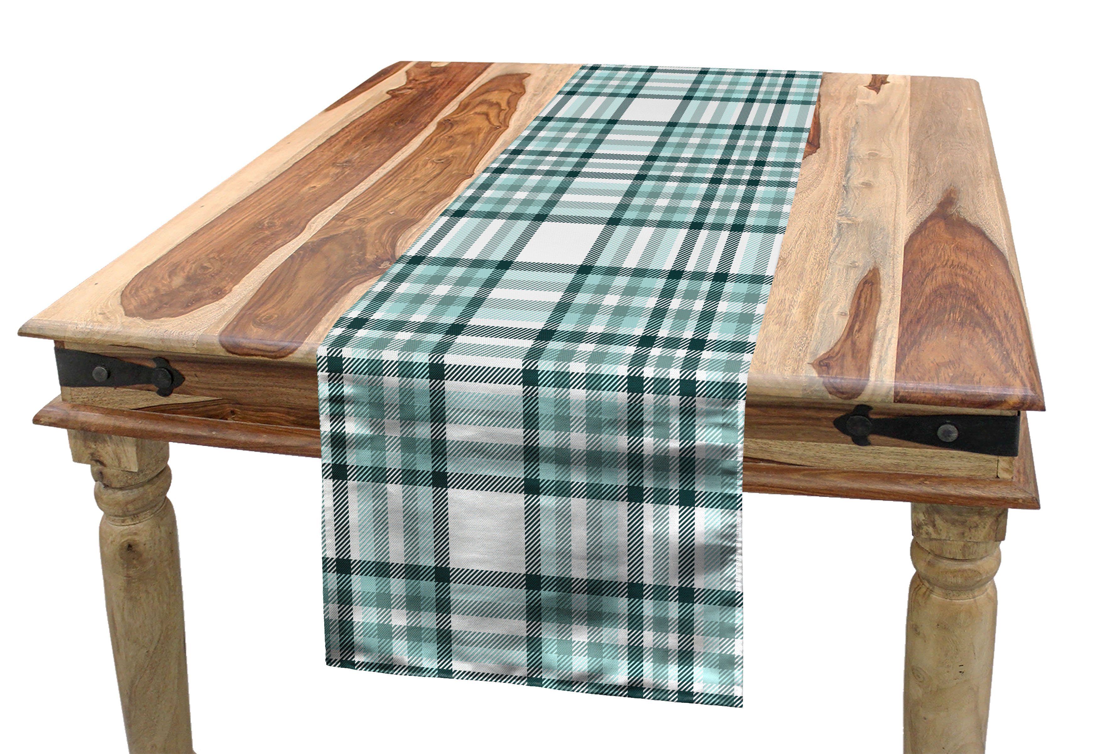 Abakuhaus Tischläufer Esszimmer Küche Rechteckiger Dekorativer Tischläufer, Abstrakt Plaid überprüfen Hatched Streifen