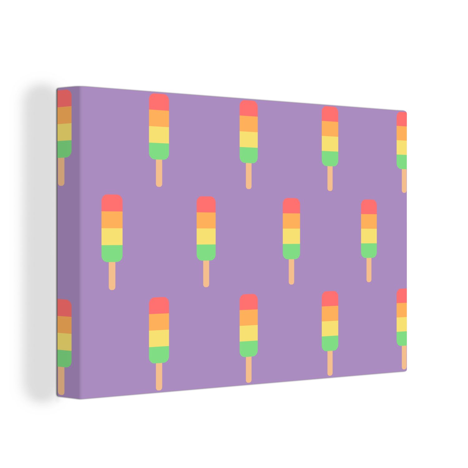 OneMillionCanvasses® Leinwandbild Eiscreme - Muster - Farben - Lila, (1 St), Wandbild Leinwandbilder, Aufhängefertig, Wanddeko, 30x20 cm