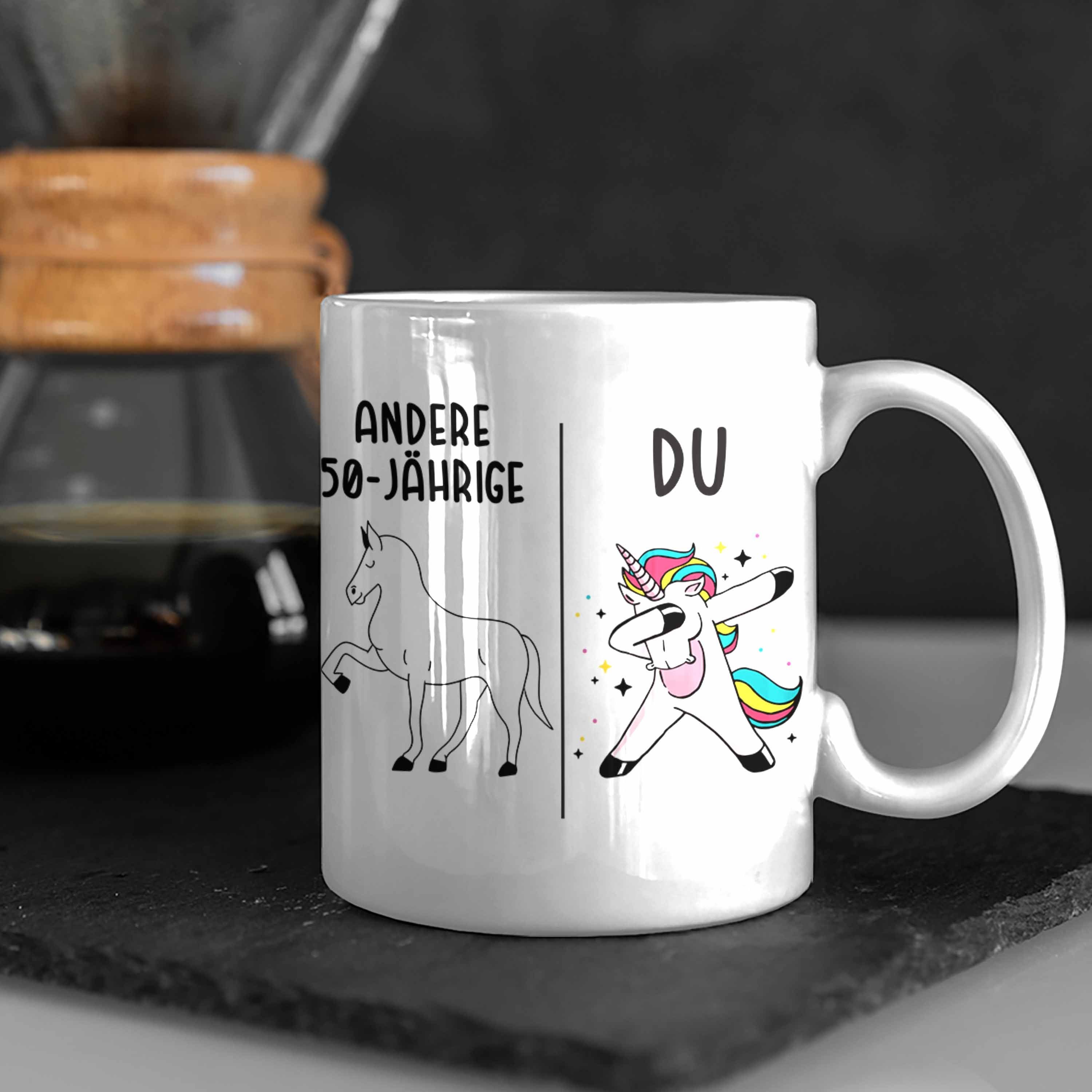 Trendation Tasse Trendation Tasse Geschenk 50er 50. Geburtstag Geburtstag Einhorn - Geschenkidee Mama Mutter Frauen weiss