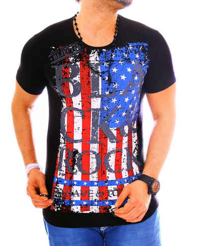 BLACKROCK T-Shirt Herren Urlaub USA Amerika kurzarm Rundhals bedruckt Print Slim-Fit