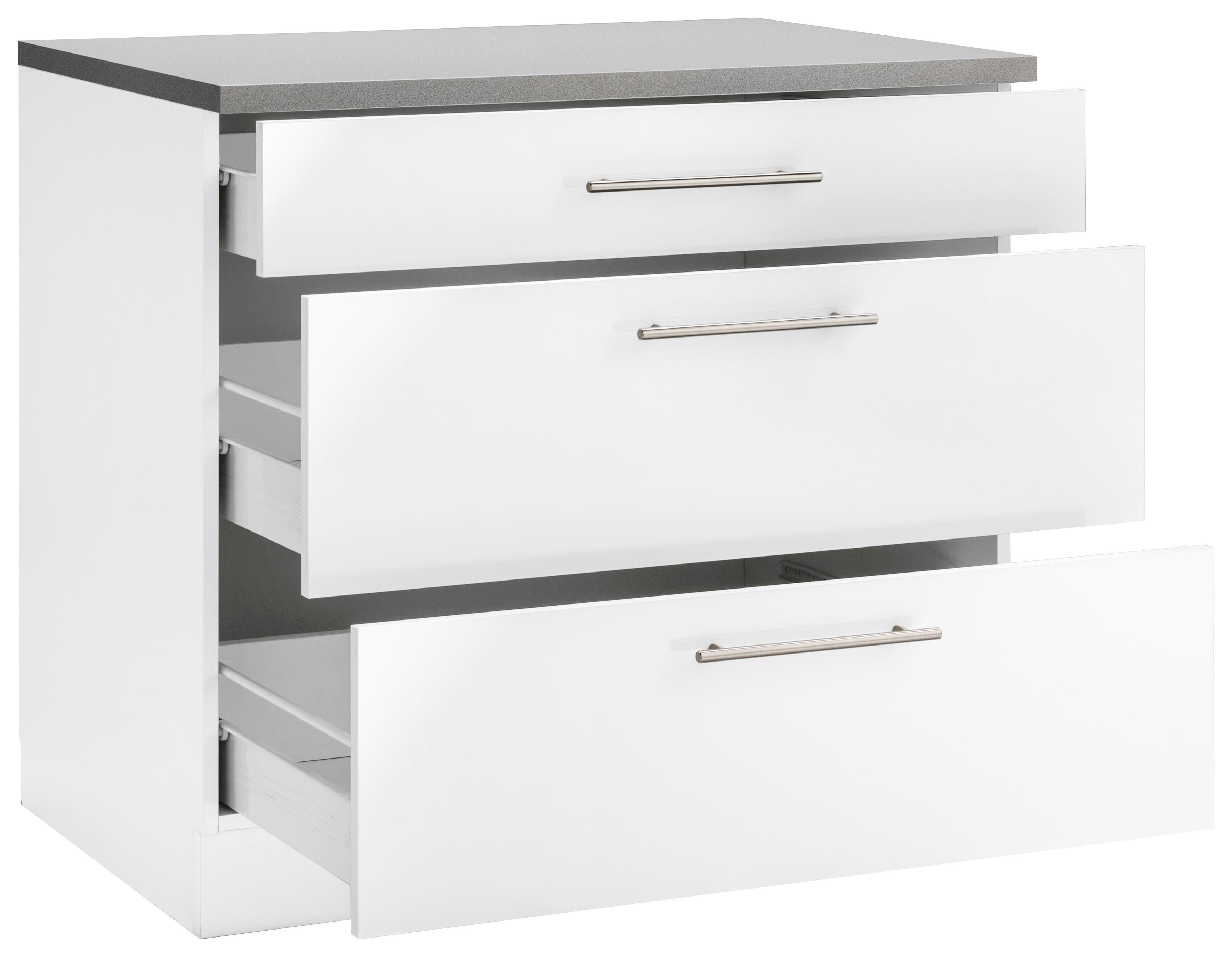 wiho Küchen Unterschrank Cali 90 cm breit, mit 2 großen Auszügen – Bild 4 von 5