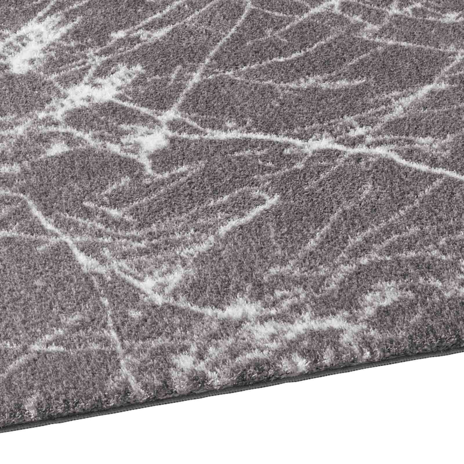 Teppich Supersoft Kurzflorteppich Valetta Schlafzimmer rechteckig, TaraCarpet, 050x080 Wohnzimmer waschbar Badezimmer anthrazit mm, 19 modern Höhe: marmoriert Marmor