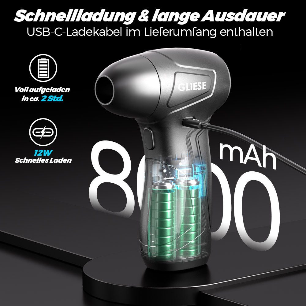 Rhein Beleuchtung Handstaubsauger Elektrischer Druckluftreiniger 100.000 U/min – 5000 mAh, 160 W, Bürstenloser Motor, 0-MAX Druckluftregelung, Überhitzungsschut – Bild 4 von 5