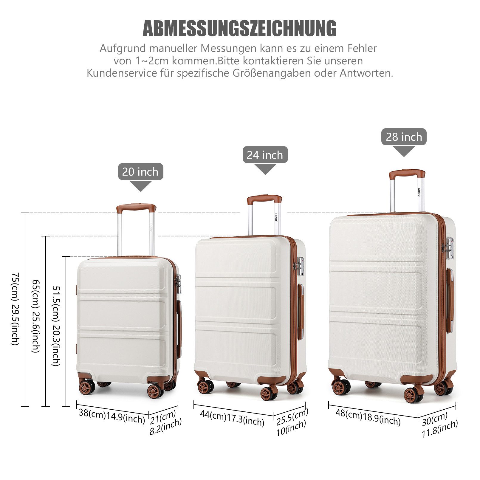 KONO Hartschalen-Trolley mit TSA-Schloss - Reisekoffer günstig online kaufen
