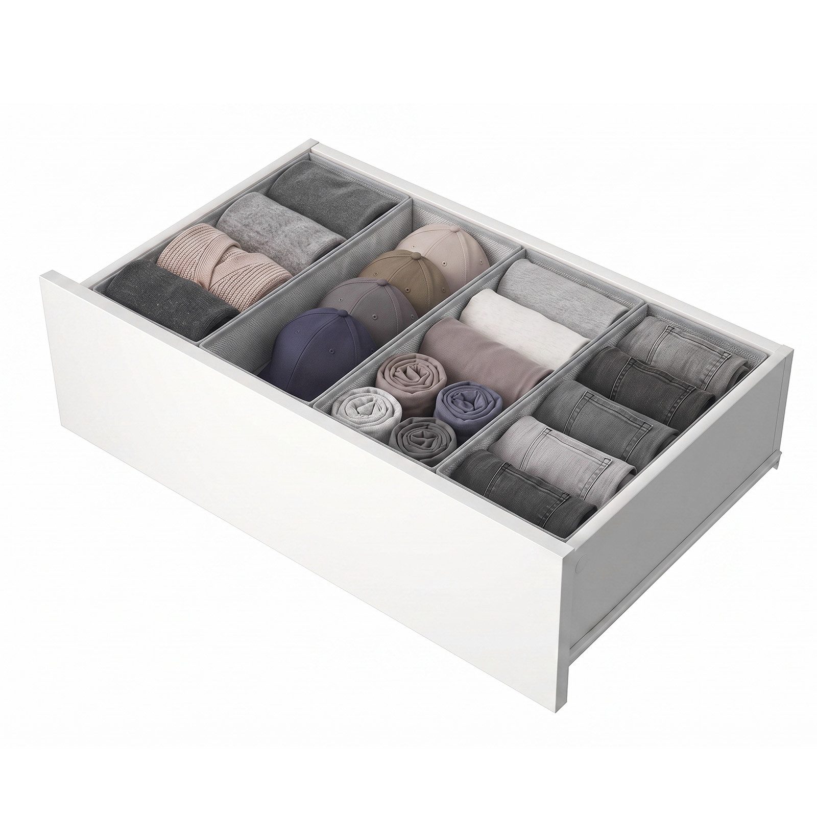 Sekey Aufbewahrungsbox Aufbewahrungsboxen für Schubladen, faltbare Stoffboxen aus Vliesstoff (4 St), 17,5 x 41 x 11 cm, ohne Fächer, für Unterwäsche, Socken und Kleinteile