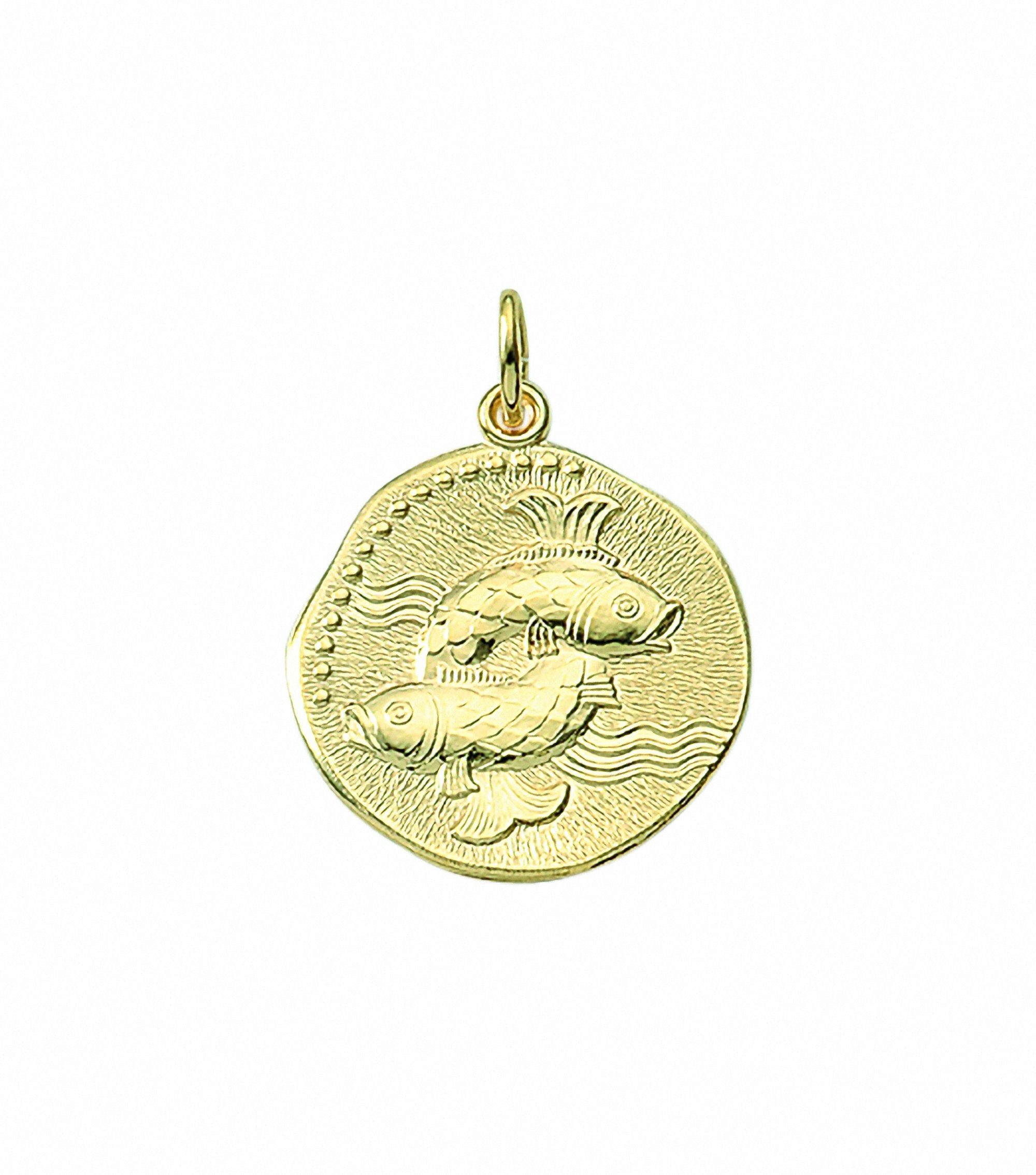 Kettenanhänger Damen & Herren 333 Gold Sternzeichen Anhänger Fisch Ø 18,2 mm