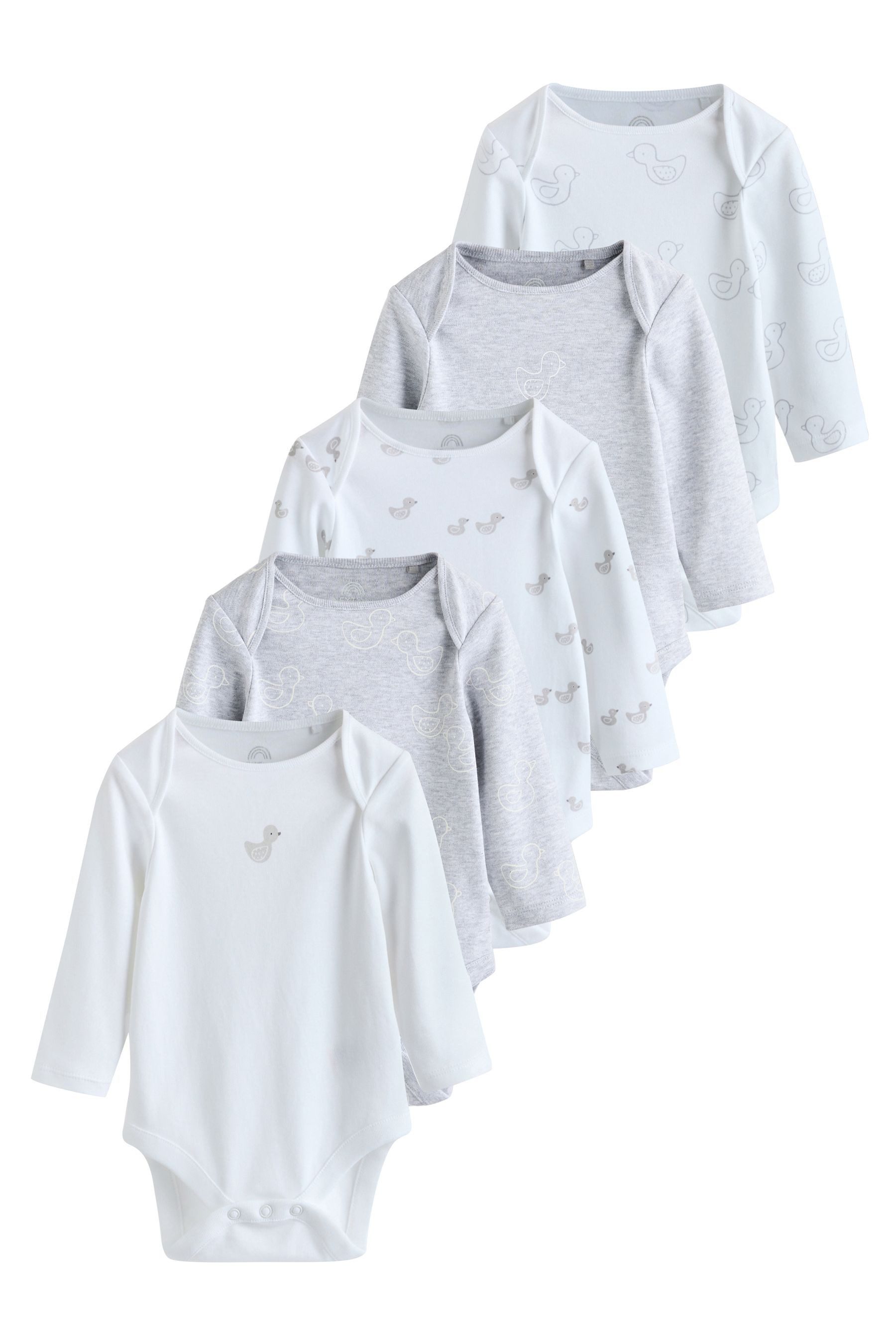 Next Langarmbody Langärmelige Baby-Bodysuits, 5er-Pack (5-tlg)