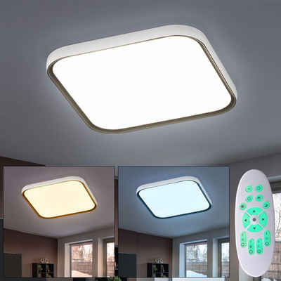 etc-shop LED Deckenleuchte, LED-Leuchtmittel fest verbaut, Kaltweiß, Warmweiß, Neutralweiß, Tageslichtweiß, Deckenleuchte dimmbar mit Fernbedienung Deckenlampe