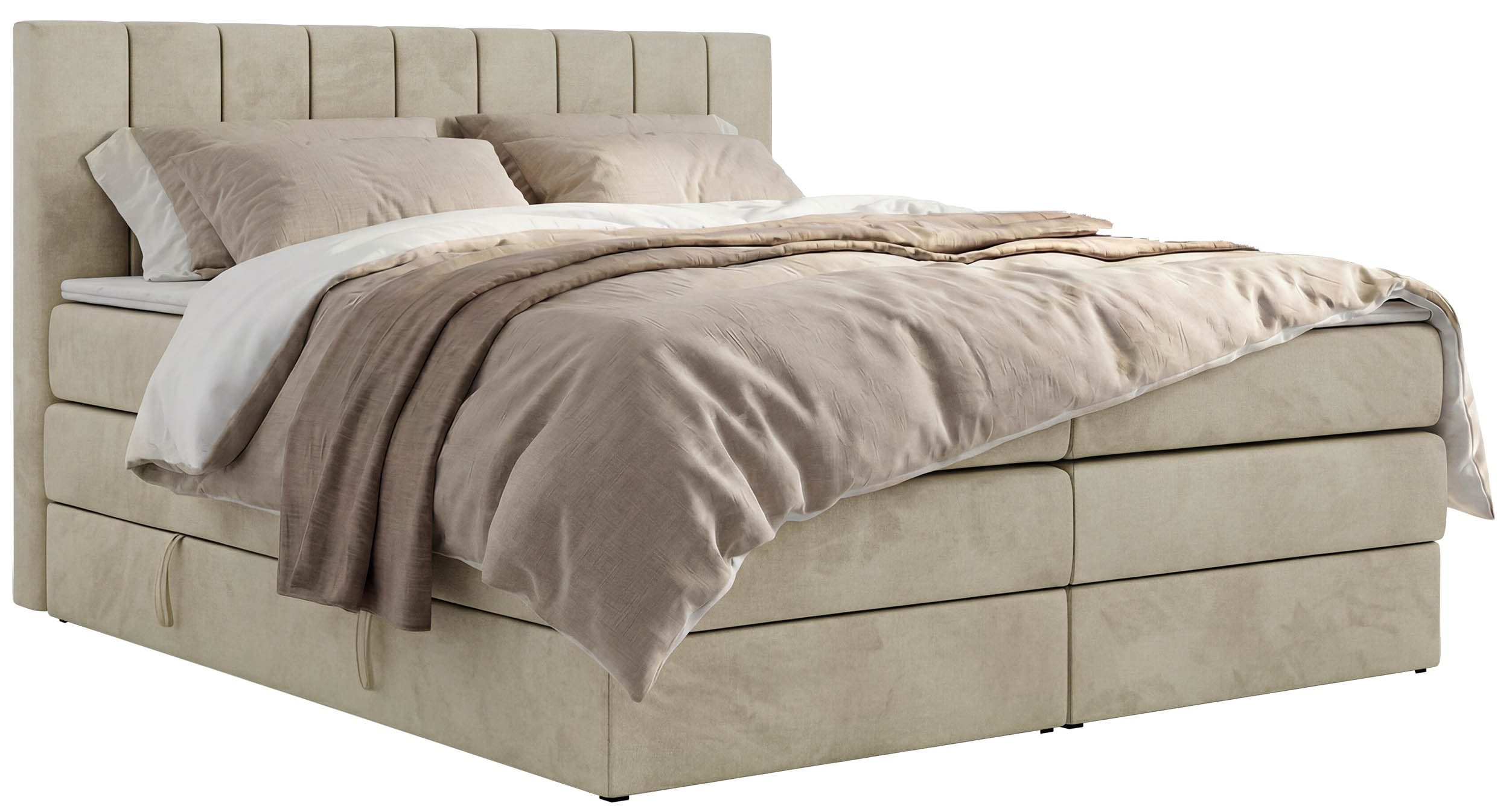 MKS MÖBEL Boxspringbett ALVER KING (Set, Topper T25/Visco, T30-Schaum, Doppelbett mit Stauraum und Topper), Polsterbett mit Bettkasten, Multipocket + Pocket Premium Matratz