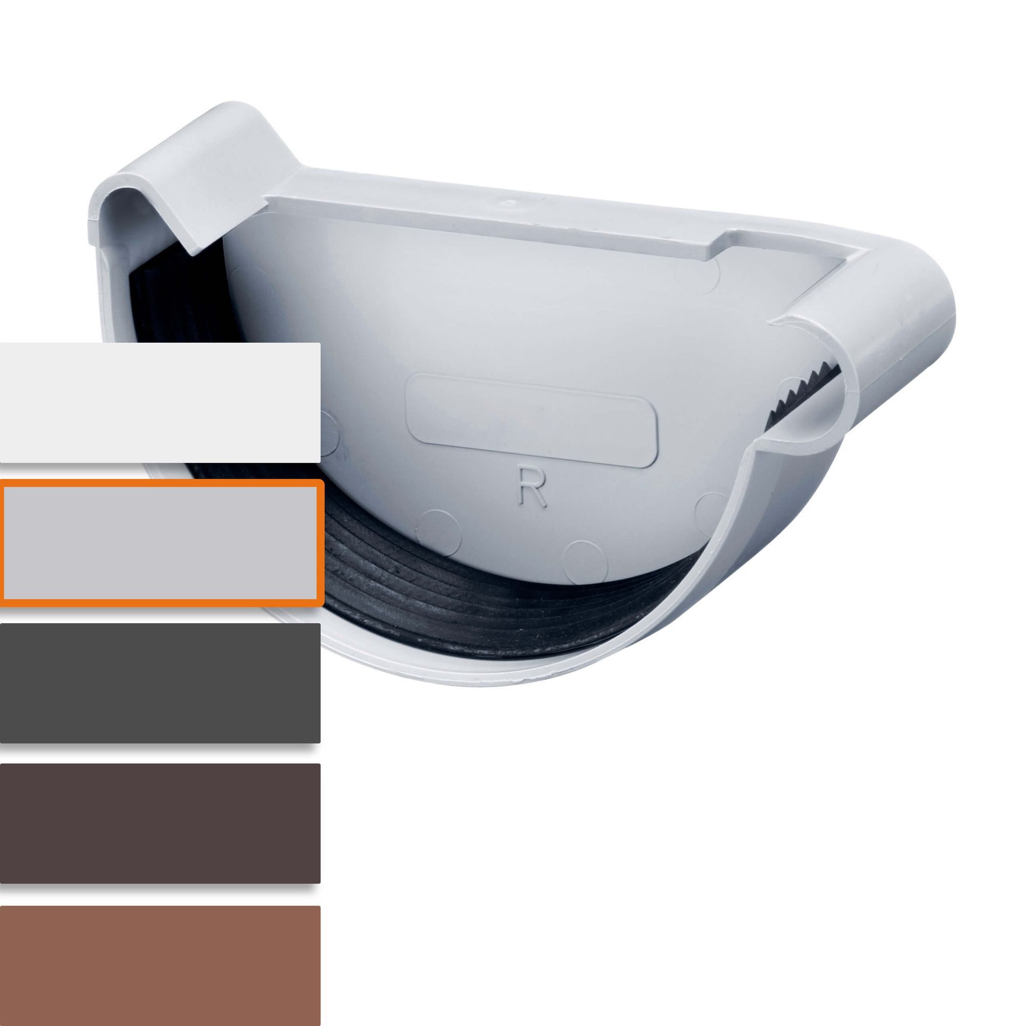INEFA Dachrinne Rinnenendstück halbrund, NW 150. rechts, 1-St., Dachrinnen, Kunststoffrinne für Gartenhaus, Gewächshaus - Endstück