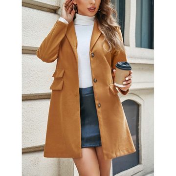 AFAZ New Trading UG Anzugsakko Damen Anzugjacke Einfarbiger Langärmliger Mantel mit Revers Sakko