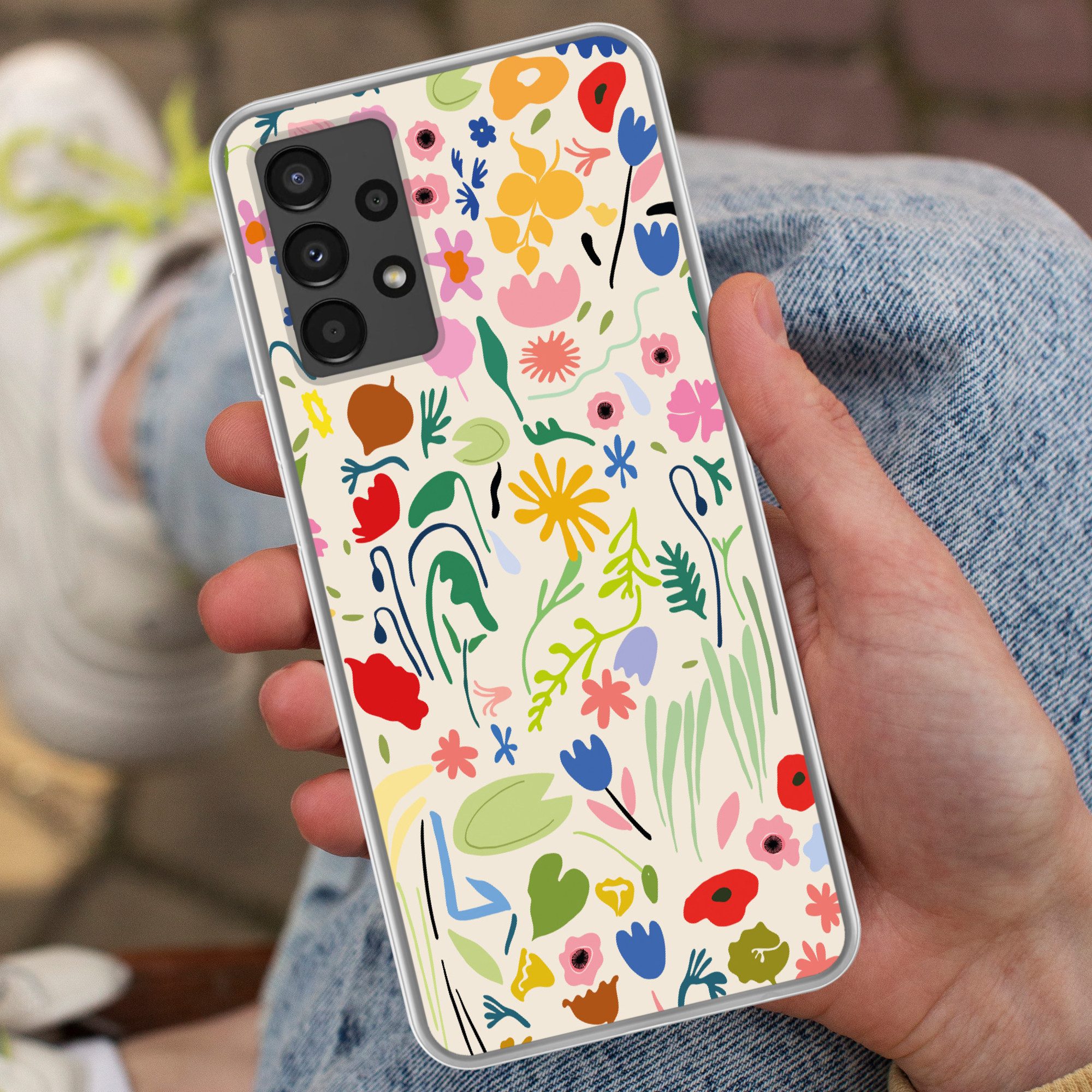MuchoWow Handyhülle für Samsung Galaxy A13 4G Blumen - Muster - Pflanzen, Smartphone-Bumper, Print, Handy Schutzhülle Dünn