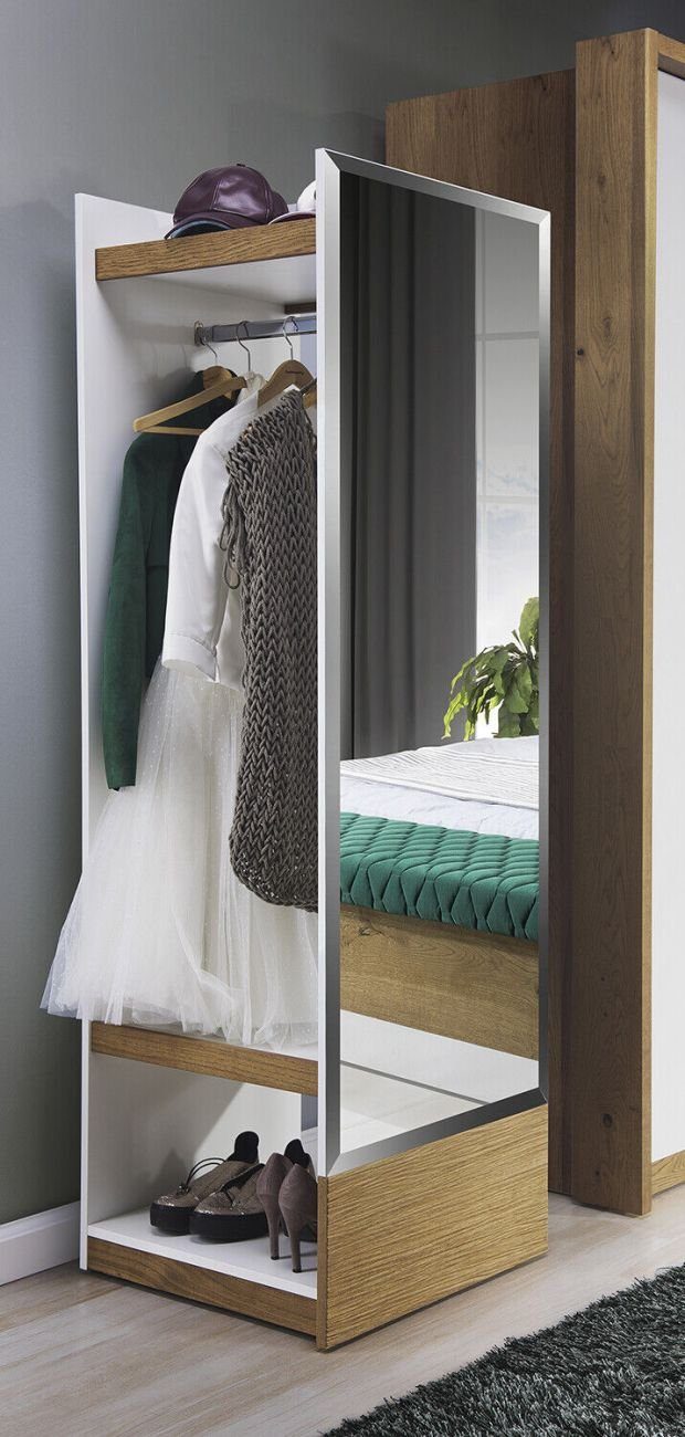 Kleider Garderobenschrank Türen 55 Schlafzimmer Garderobe cm Schrank Schwebe JVmoebel Spiegel
