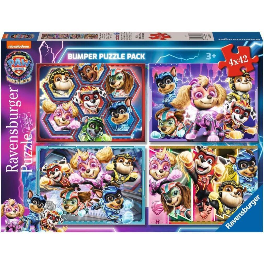 Ravensburger Puzzle 4 Puzzle da 42 Pezzi - Paw Patrol: The Mighty Movie, Puzzleteile