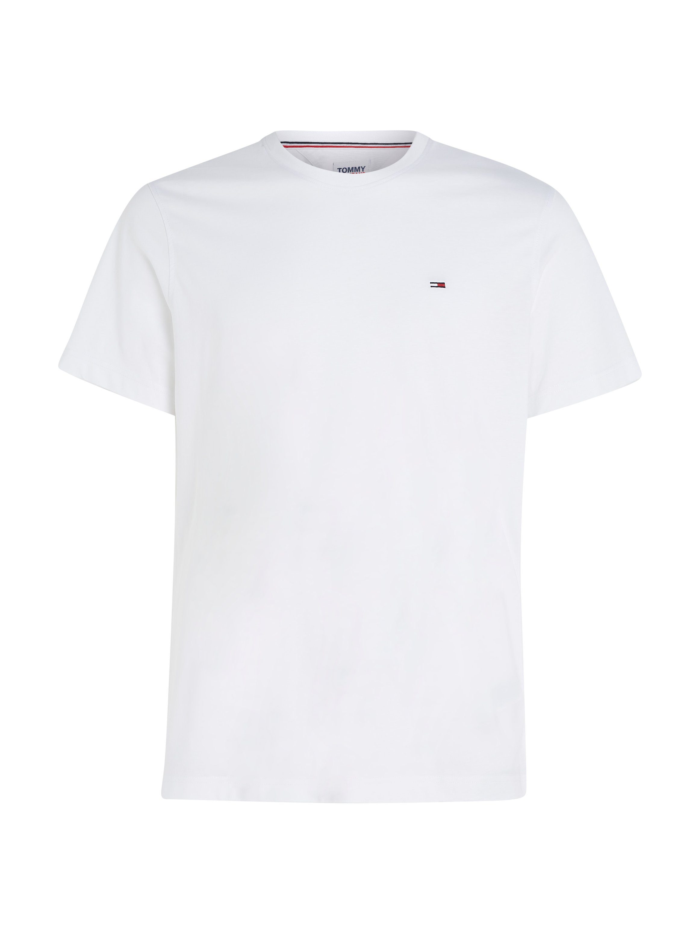 Regular und WHITE Fit Tommy Jeans SOLID TEE Rundhalsausschnitt dezenter ESSENTIAL TJM Logo-Flag T-Shirt mit CLASSIC