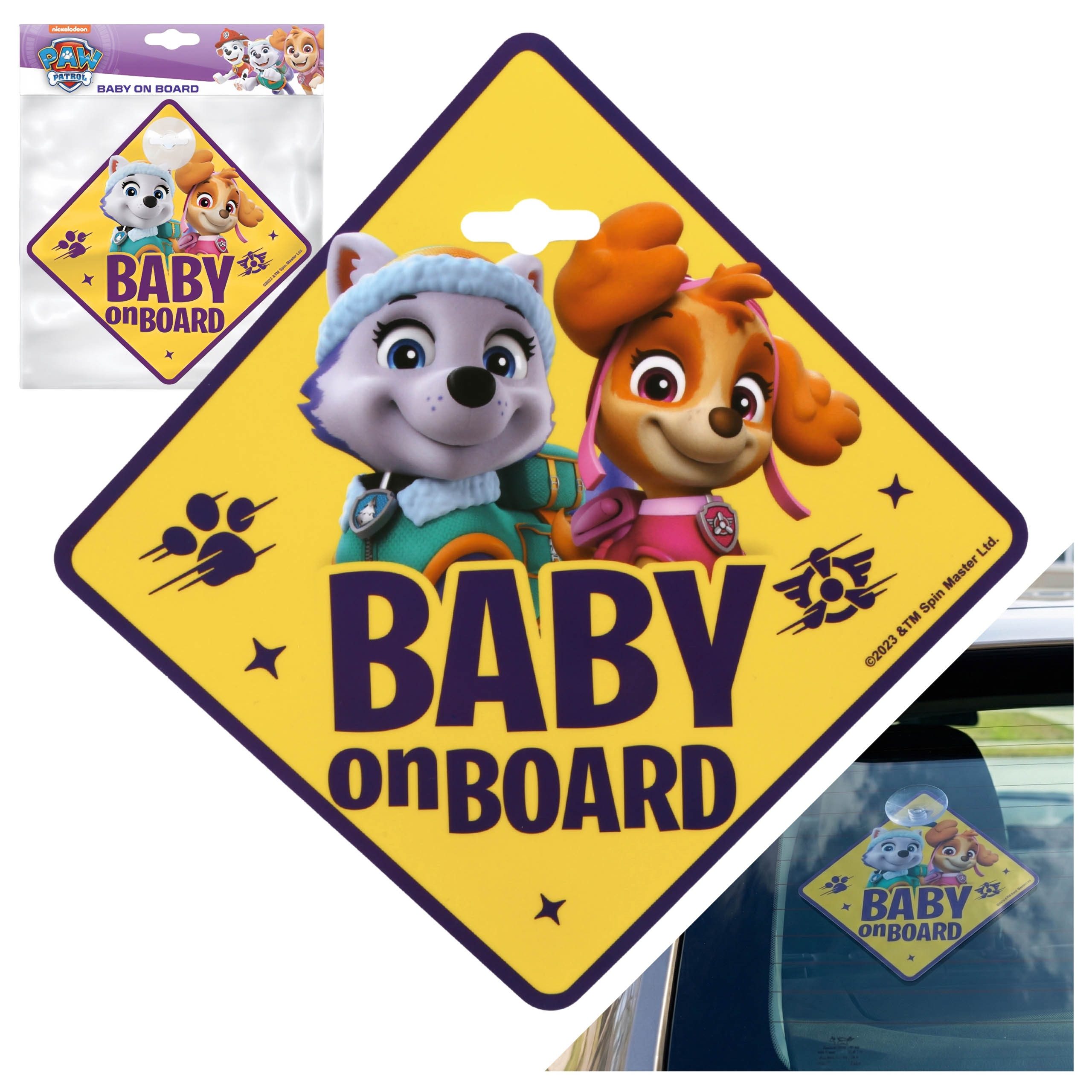 PAW PATROL Autosonnenschutz PAW Patrol Autoschild mit Saugnapf – Baby on Board