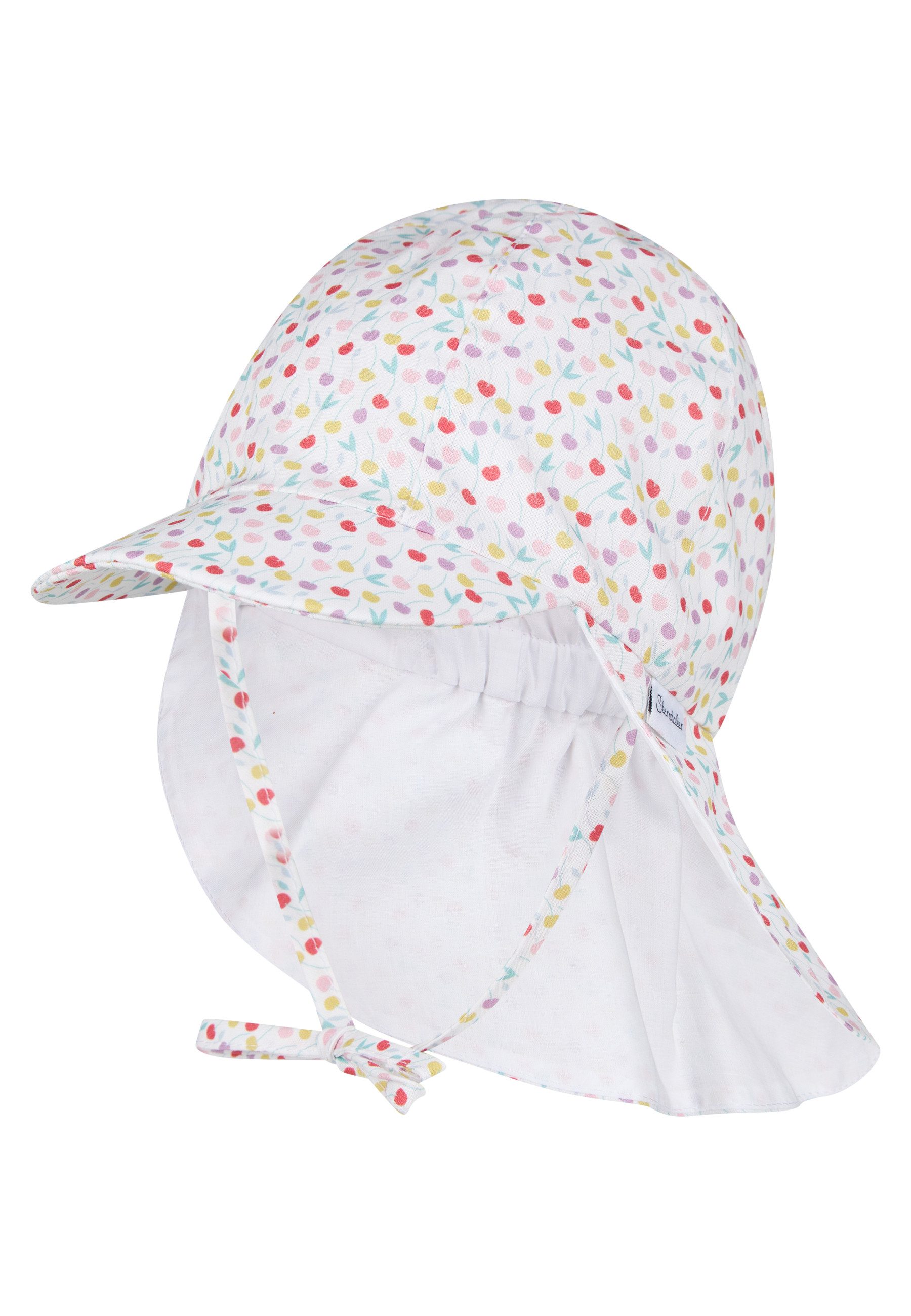 Sterntaler® Schirmmütze 50+ Schirmmütze mit Nackenschutz Früchte (1-St) Baumwoll-Schirmmütze mit Früchten, Bindeband, Nackenschutz, Bio