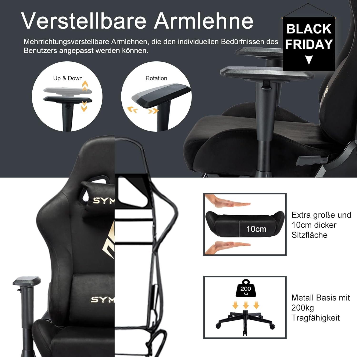 symino Burostuhl,Schreibtischstuhl Sitz), pu-leder Verstellbarer Chair stuhl (Ergonomischer stuhl gaming Gaming ergonomischer fußstütze mit bürostuhl Racing