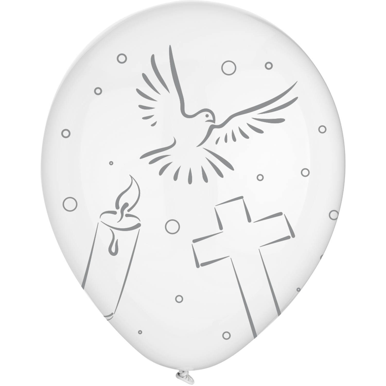 Luftballonwelt Luftballon 24 St. Ballons kirchliche Motive Konfirmation Kommunion Taufe weiß, ca. 30 cm im Durchmesser