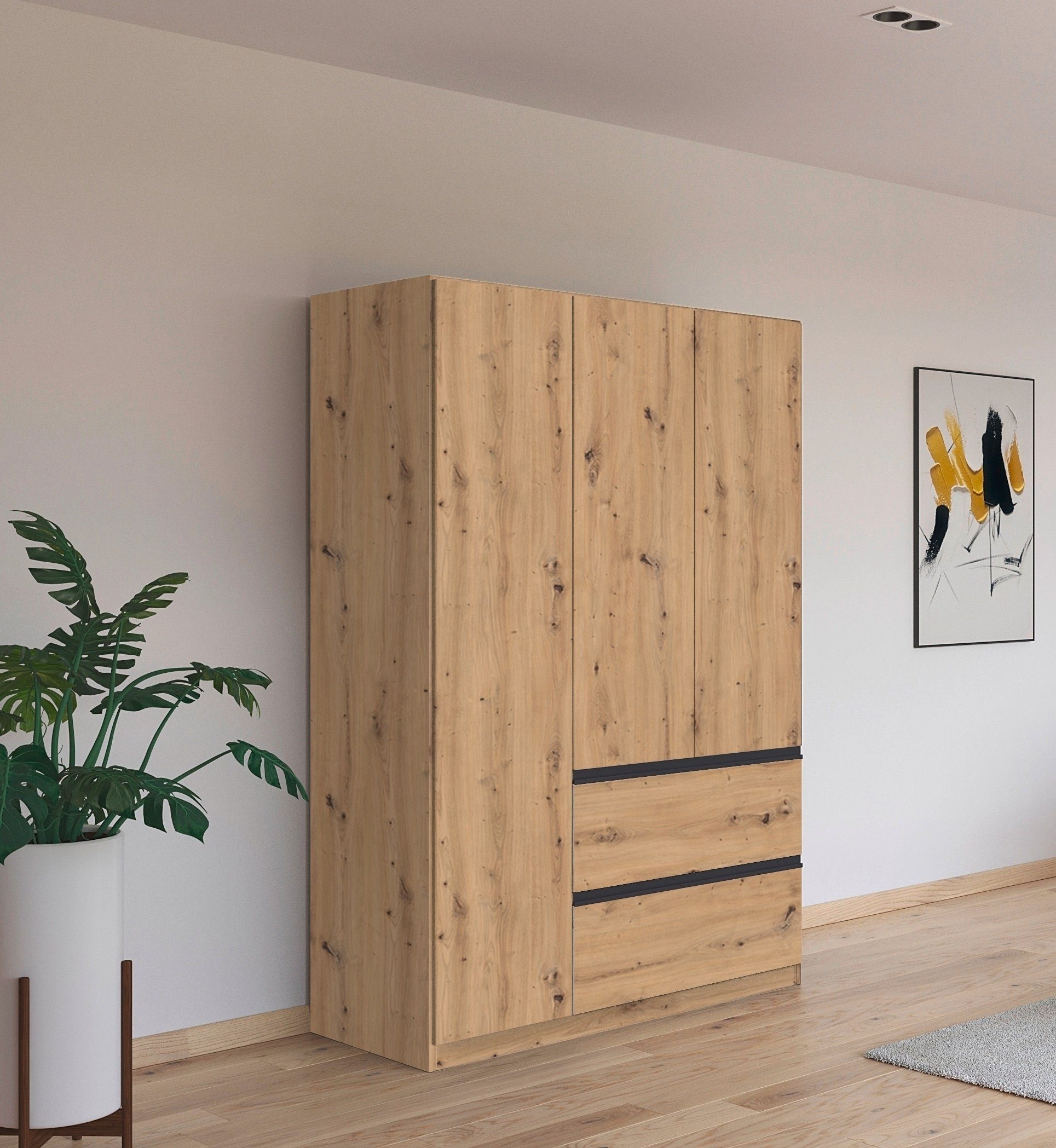 rauch Drehtürenschrank Kleiderschrank Schrank Garderobe COSTA in den Breiten 91/136/181 cm (in 3 Ausstattungen BASIC/CLASSIC/PREMIUM) viel Platz, grifflose Front und Push-to-Open Funktion MADE IN GERMANY