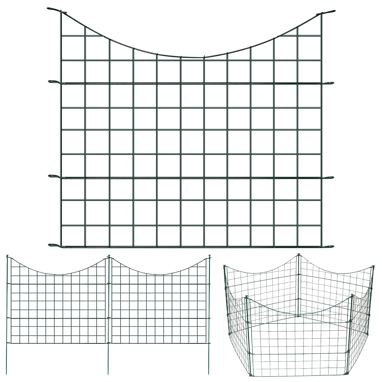 Clanmacy Gartenzaun Teichzaun Oberbogen 11tlg Set Zaunelementen Zaun Garten Draht 5x