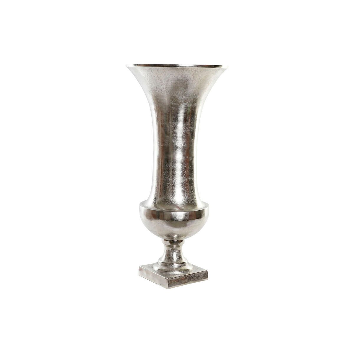 Bigbuy Dekovase Vase SanLov Silberfarben Aluminium Moderne Glas 28,5 X 28,5 X 61,5 cm