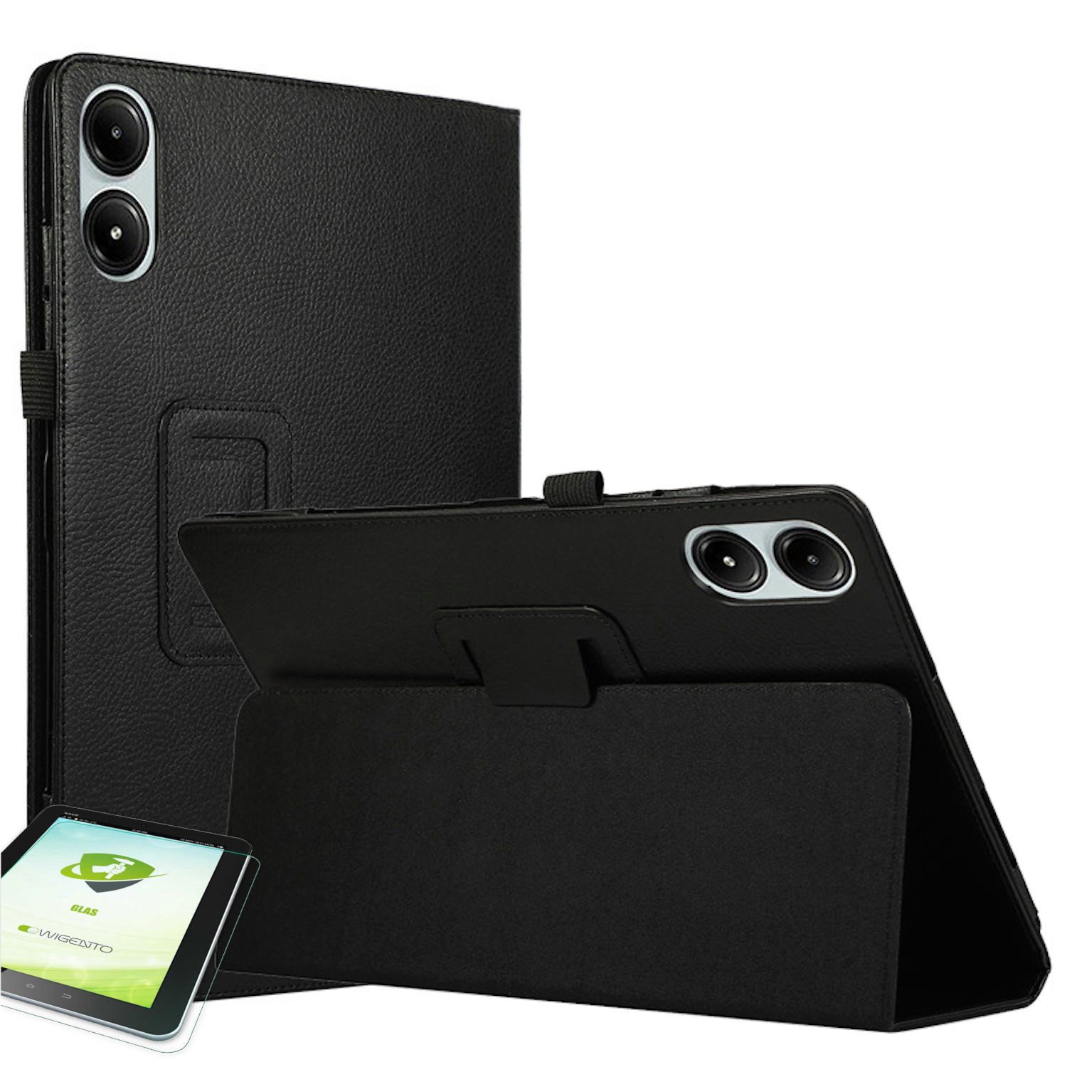 Wigento Tablet-Hülle Für Xiaomi Redmi Pad Pro 12.1" Kunst-Leder Tablet Tasche + Hart Glas